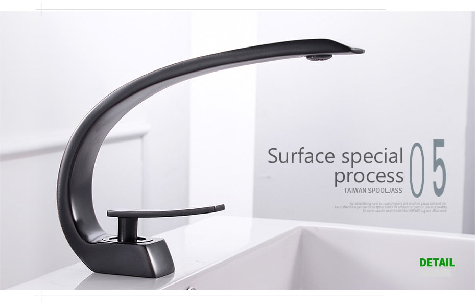 Modern brass basin faucet with single handle and sleek design, available in chrome, brushed nickel, and black finishes.