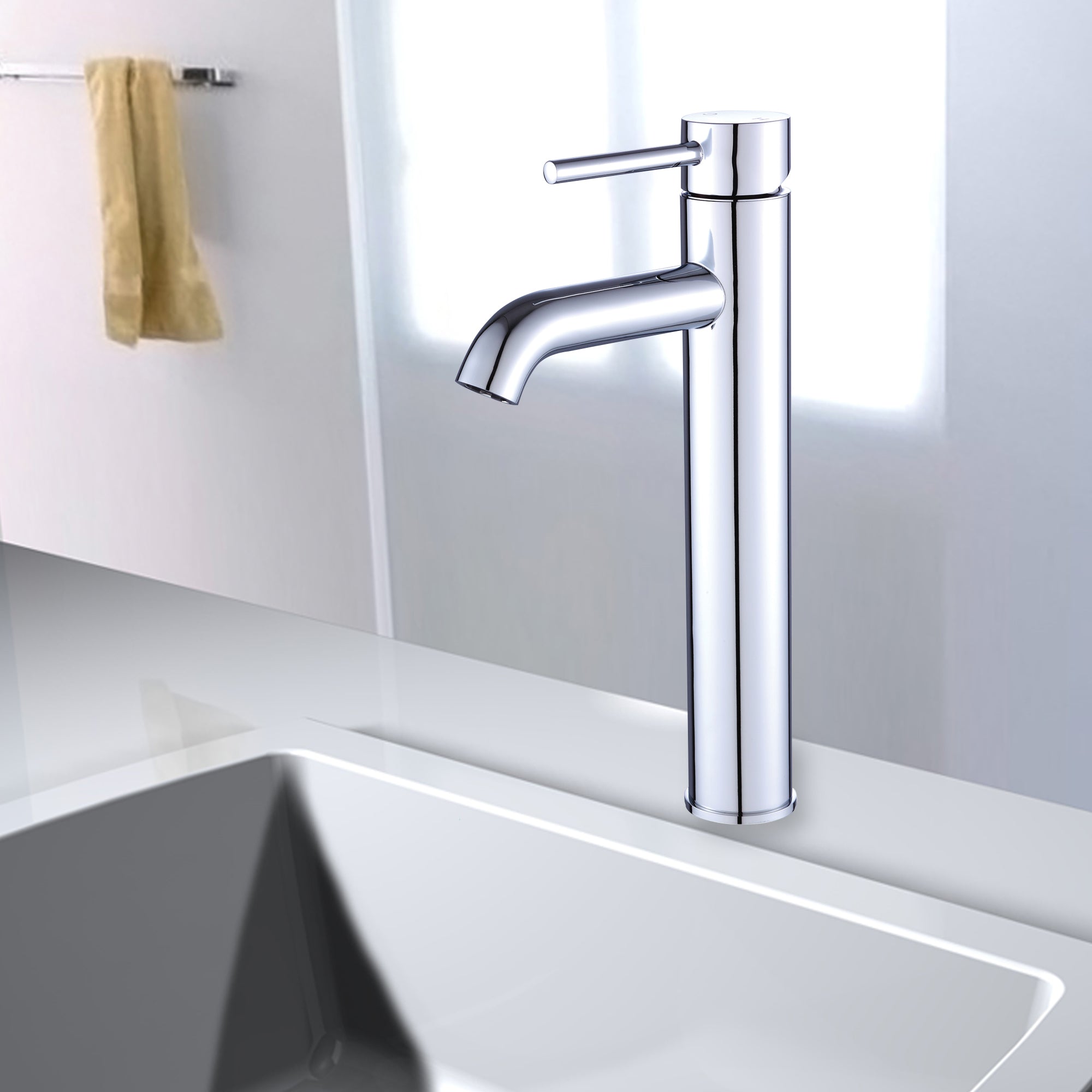 Della Francesca Basin Mixer Tap Faucet in polished chrome finish, showcasing its modern design and solid brass construction.