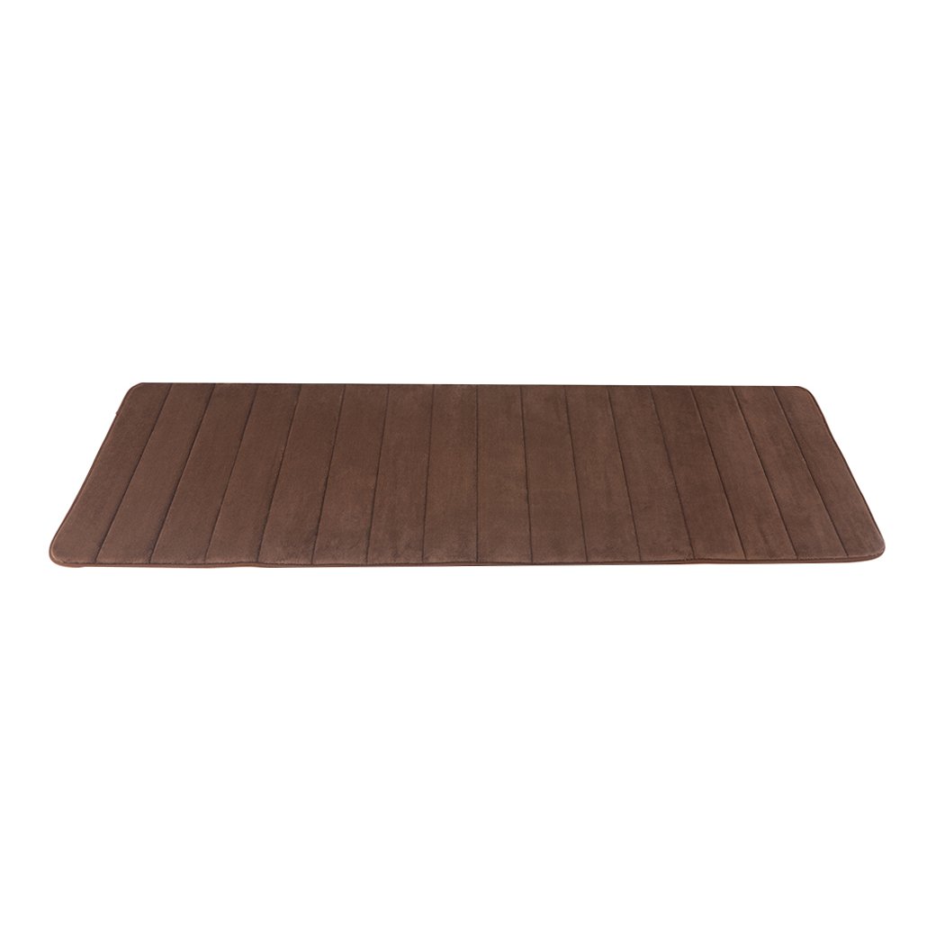 Thick and soft anti-slip bathroom shower mat in coffee color, featuring coral fleece surface and memory foam interlayer for comfort and safety.