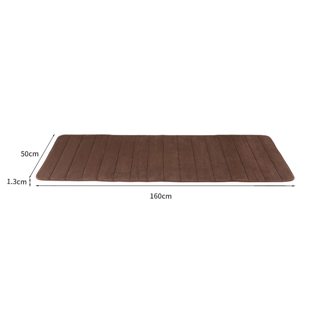 Thick and soft anti-slip bathroom shower mat in coffee color, featuring coral fleece surface and memory foam interlayer for comfort and safety.