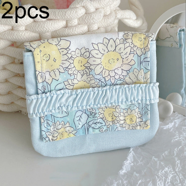 BD0443 Cartoon Pattern Large Capacity Sanitary Storage bag featuring a cute design, made of suede with cotton lining, ideal for sanitary napkins and cosmetics.