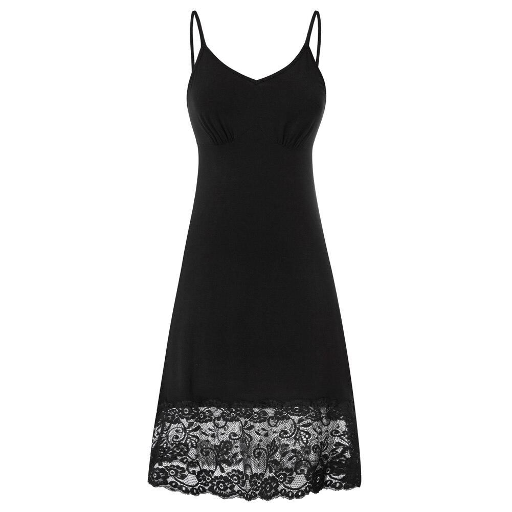 Belle Poque Women Lace Hem Full Slip Dress with spaghetti straps, featuring a V-neck and A-line silhouette, perfect for summer wear.