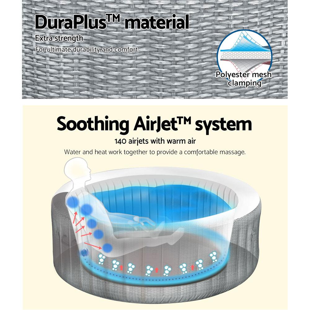 Bestway Inflatable Spa Pool featuring a soothing hydro-massage system, durable DuraPlus material, and a digital control panel for easy operation.