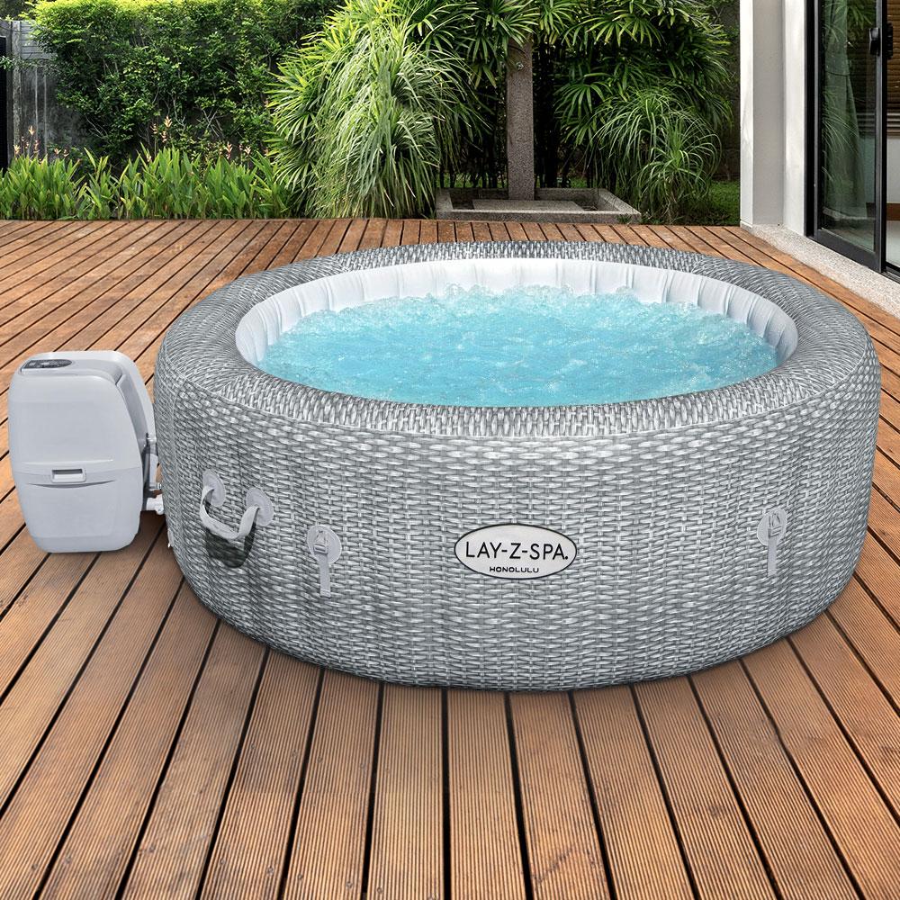 Bestway Inflatable Spa Pool featuring a soothing hydro-massage system, durable DuraPlus material, and a digital control panel for easy operation.