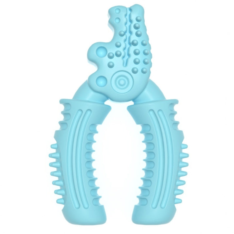 BG5058 Pet Chew Toy in crocodile pliers shape, blue color, designed for dog teething and dental hygiene.