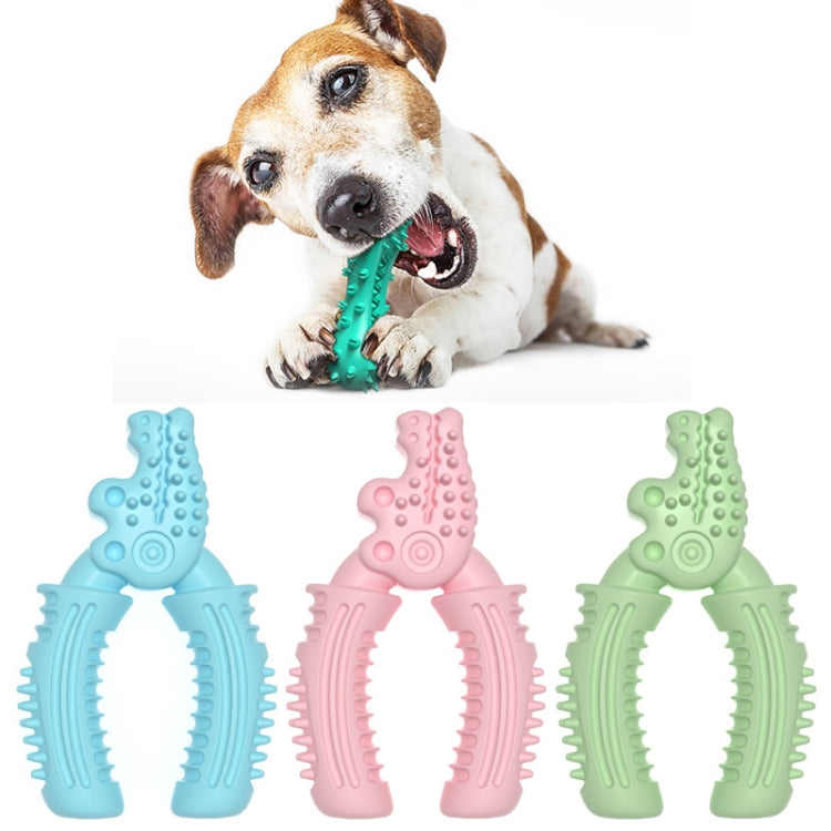 BG5058 Pet Chew Toy in crocodile pliers shape, blue color, designed for dog teething and dental hygiene.