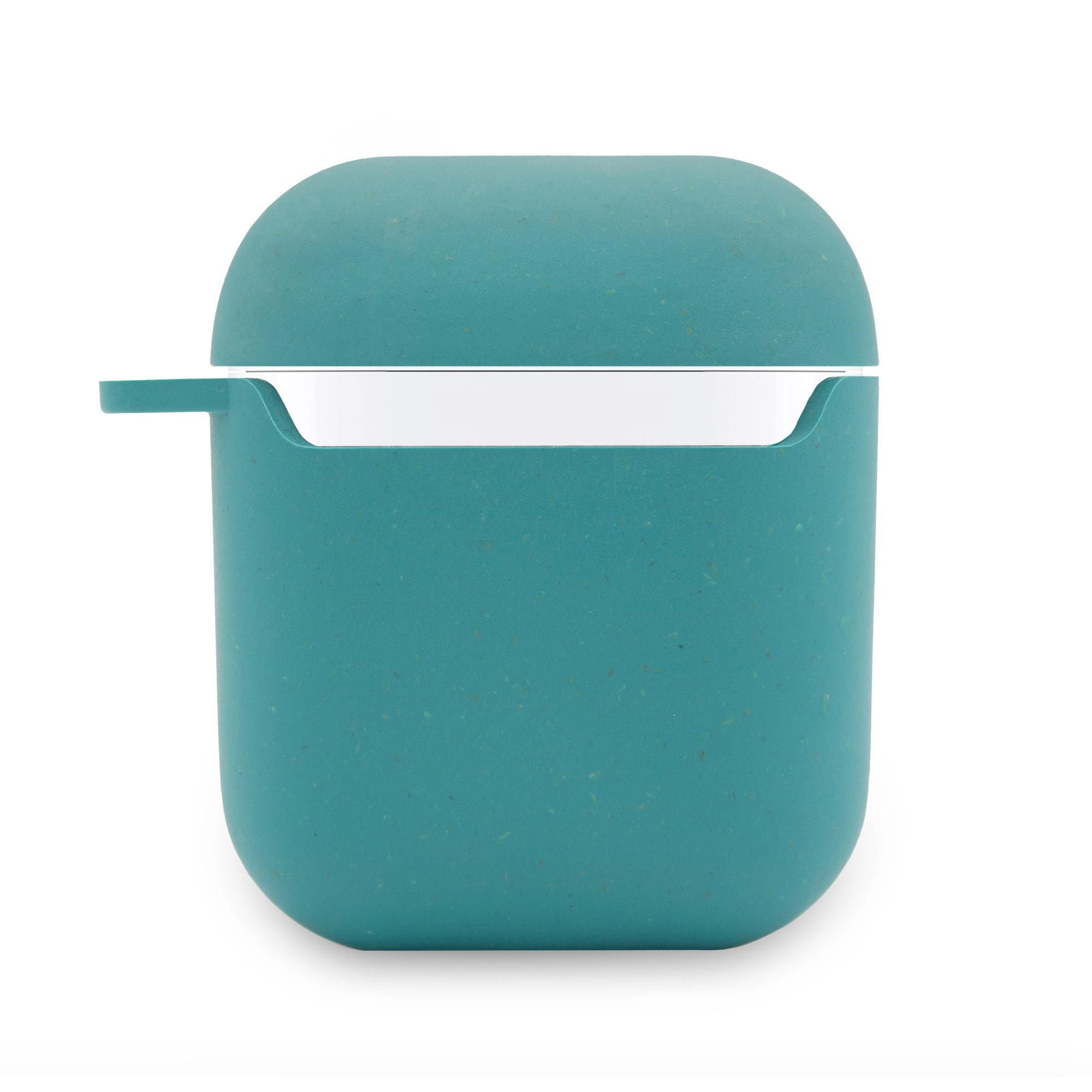 Biodegradable AirPods Case in Ocean Blue, showcasing its eco-friendly design and texture with a natural look.