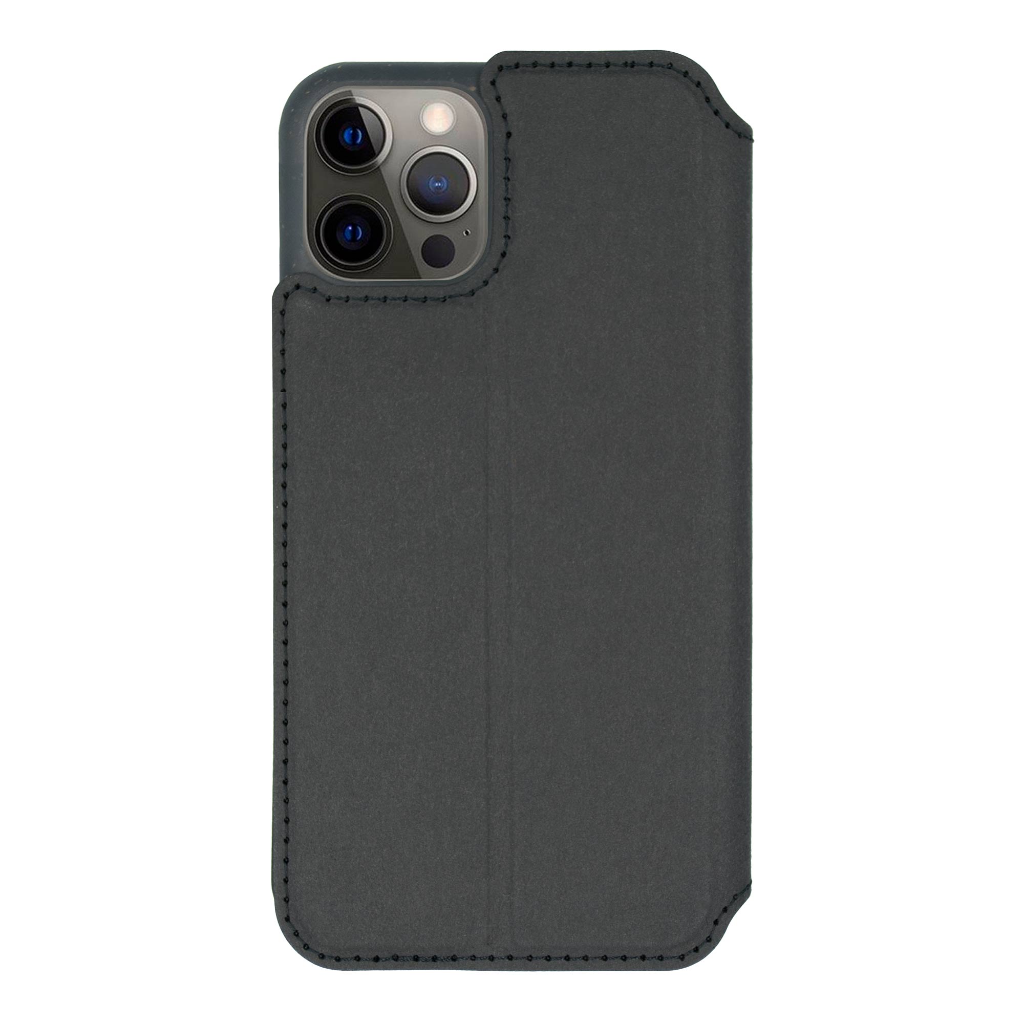 Black biodegradable flip phone case showcasing its eco-friendly design and modern style, perfect for sustainable protection.