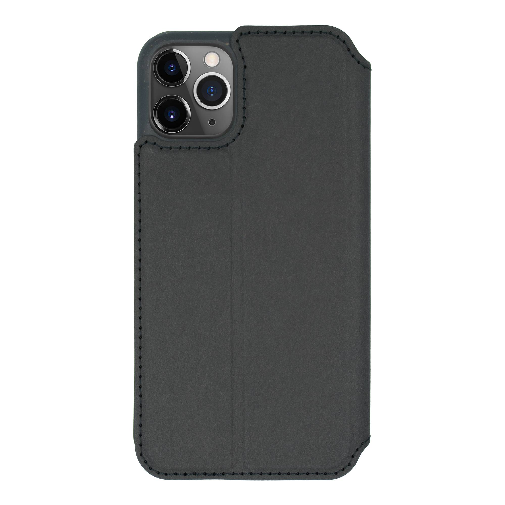 Black biodegradable flip phone case showcasing its eco-friendly design and modern style, perfect for sustainable protection.