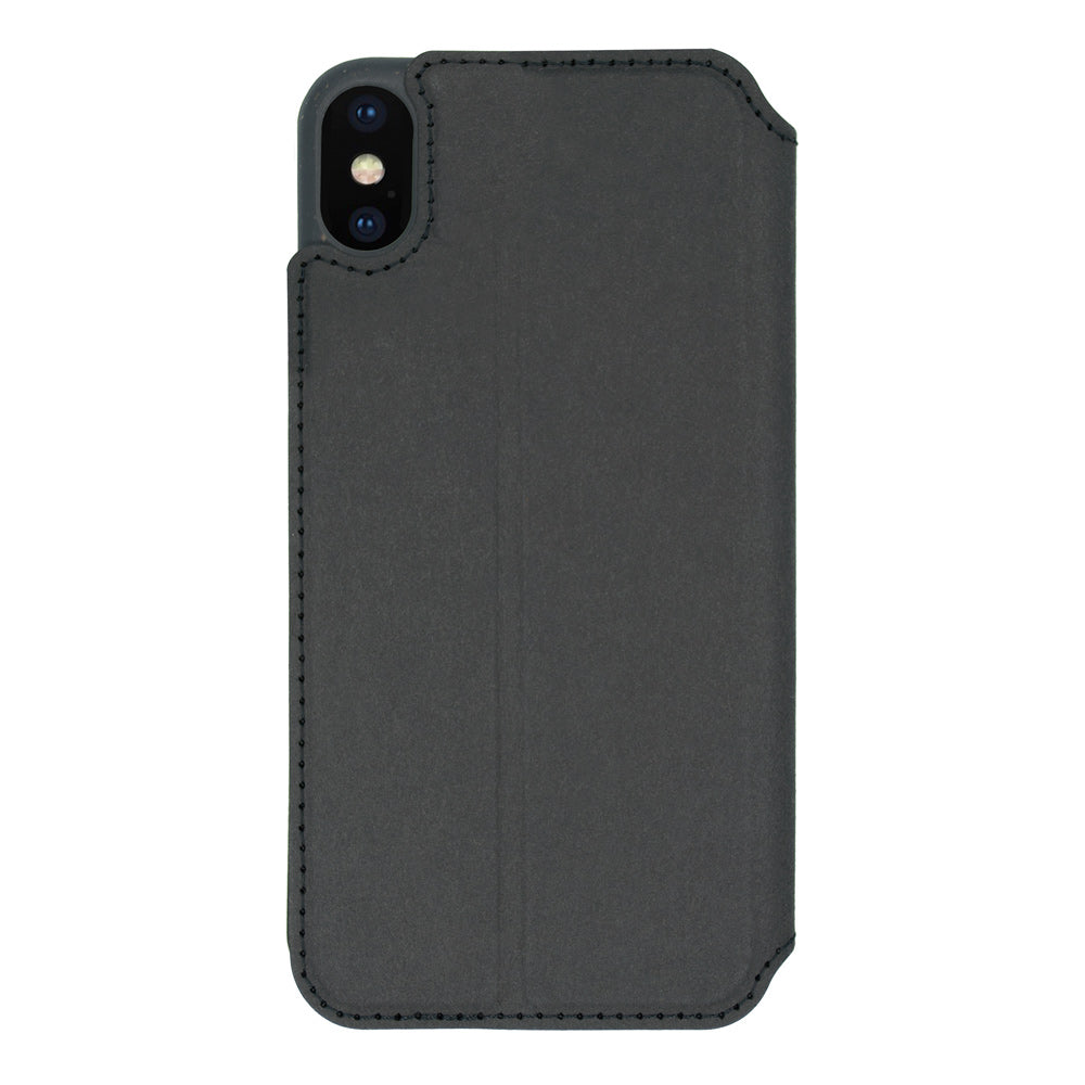 Black biodegradable flip phone case showcasing its eco-friendly design and modern style, perfect for sustainable protection.