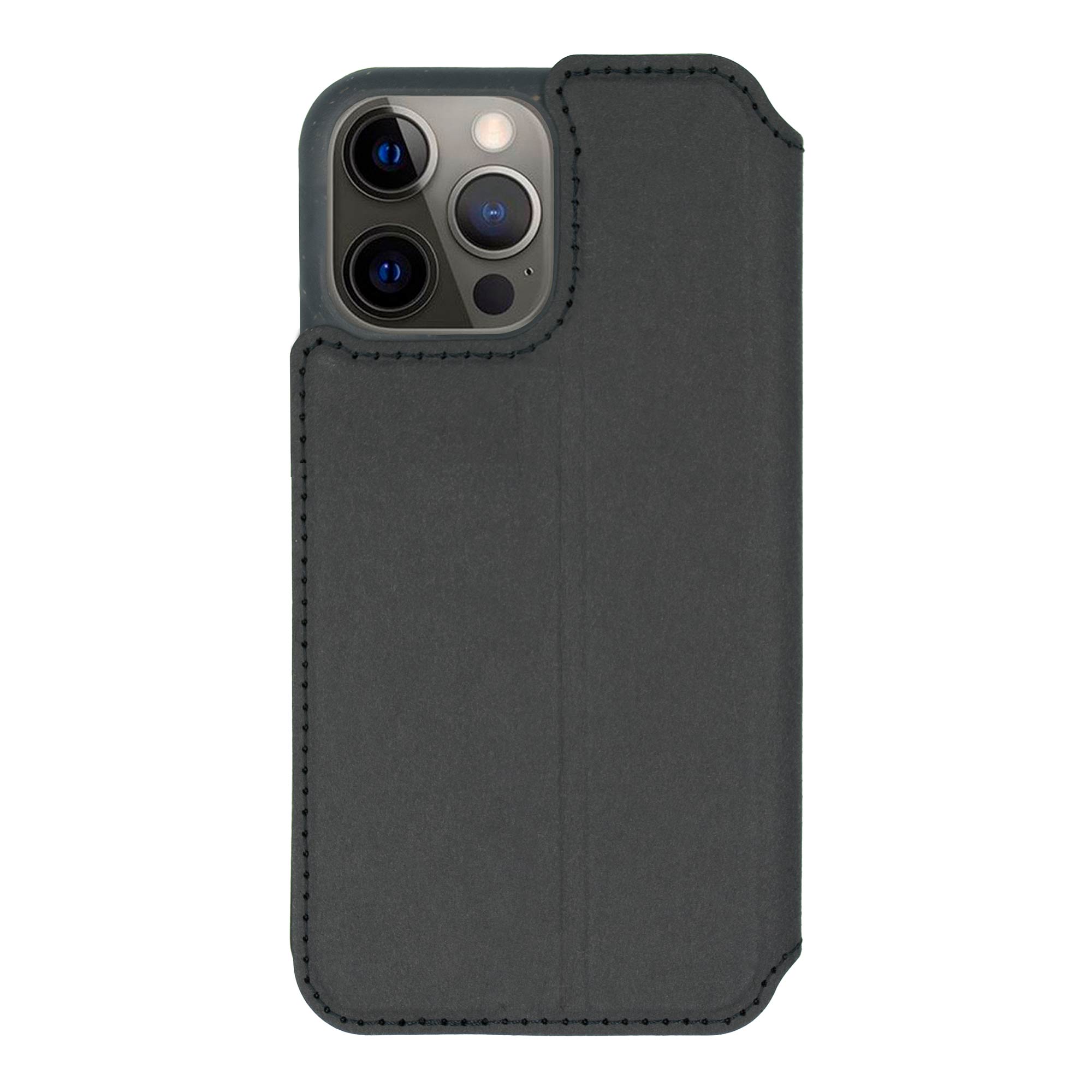 Black biodegradable flip phone case showcasing its eco-friendly design and modern style, perfect for sustainable protection.