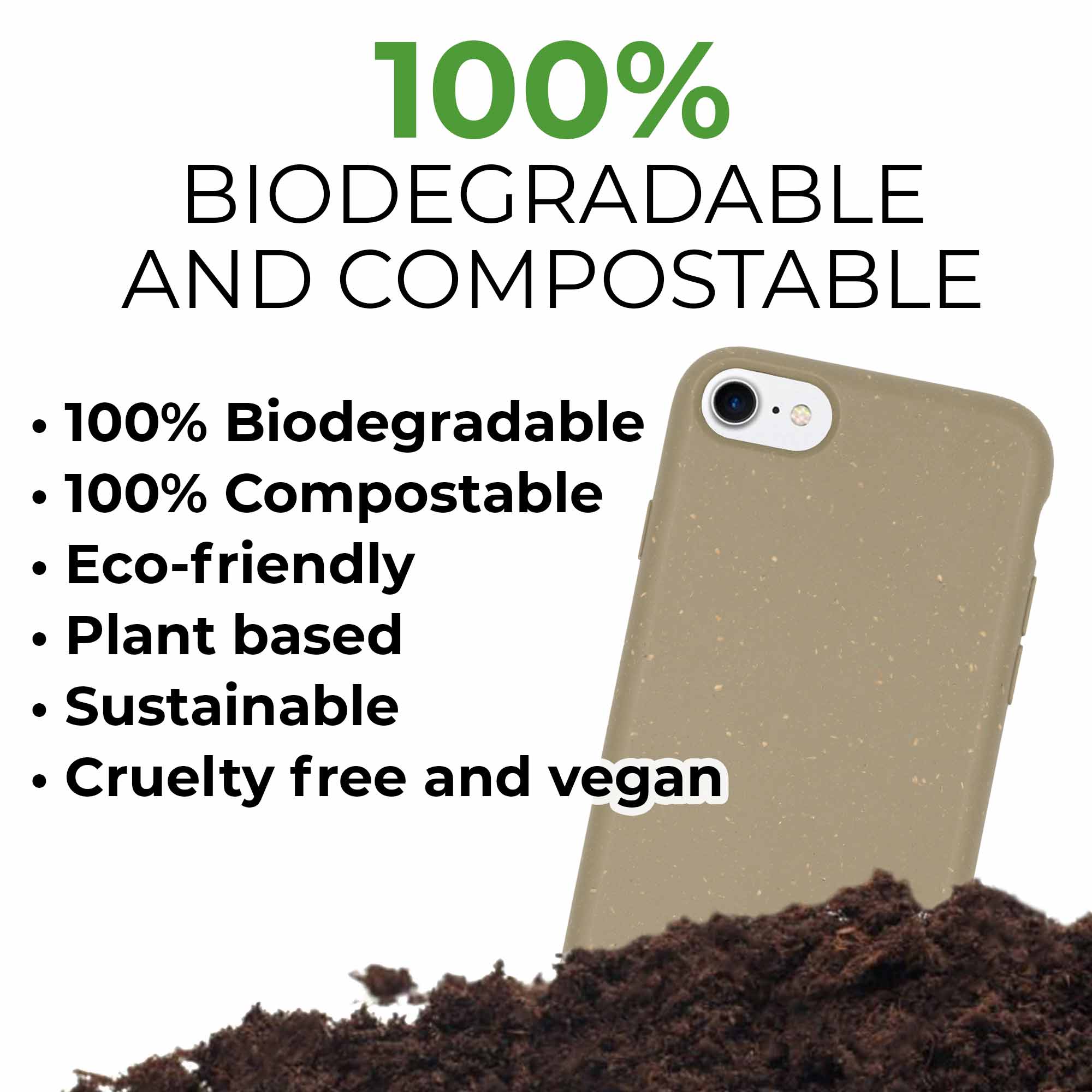 Biodegradable personalized phone case in olive green with unique text engraving, showcasing eco-friendly design and modern aesthetics.