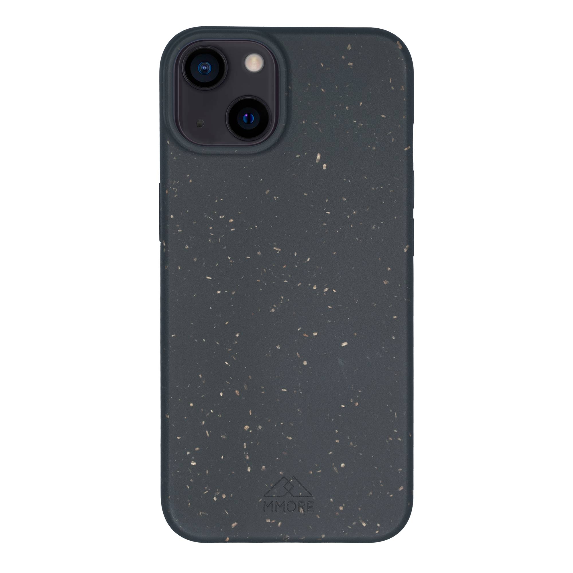 Black biodegradable phone case made from plant-based materials, showcasing its sleek design and natural texture.