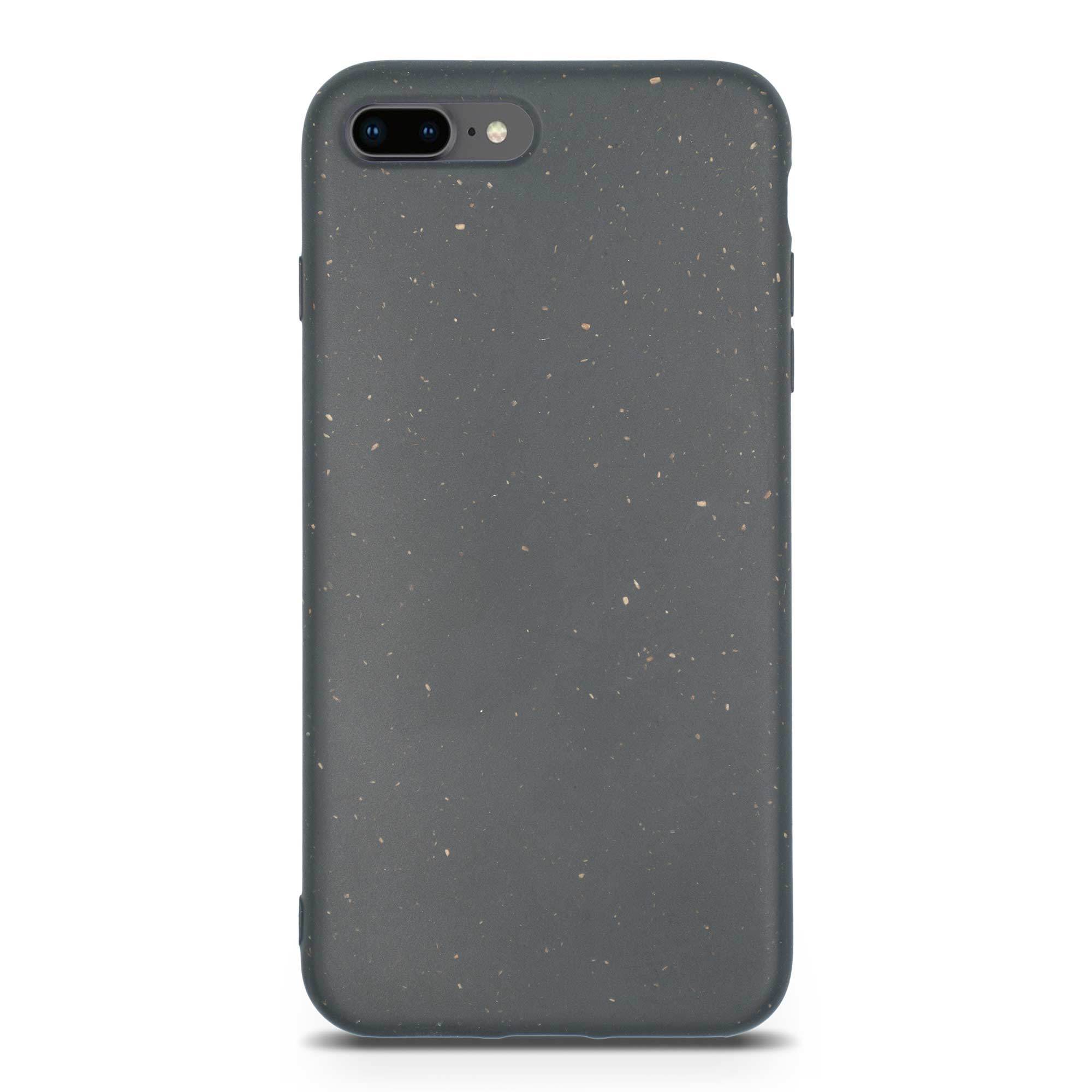 Black biodegradable phone case made from plant-based materials, showcasing its sleek design and natural texture.