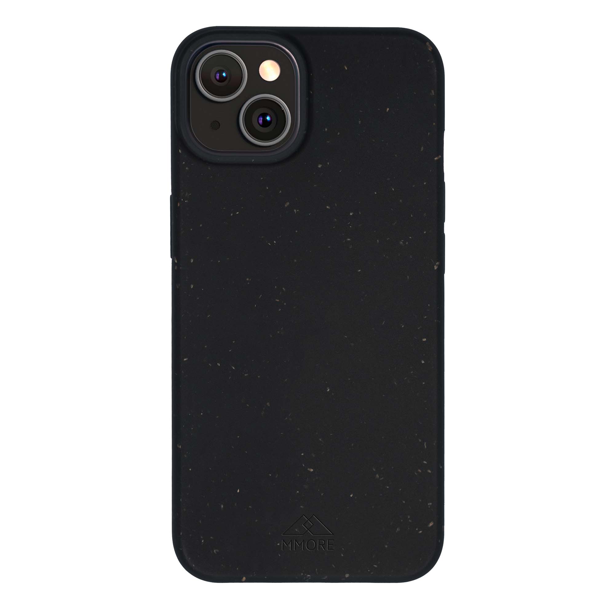 Black biodegradable phone case made from plant-based materials, showcasing its sleek design and natural texture.