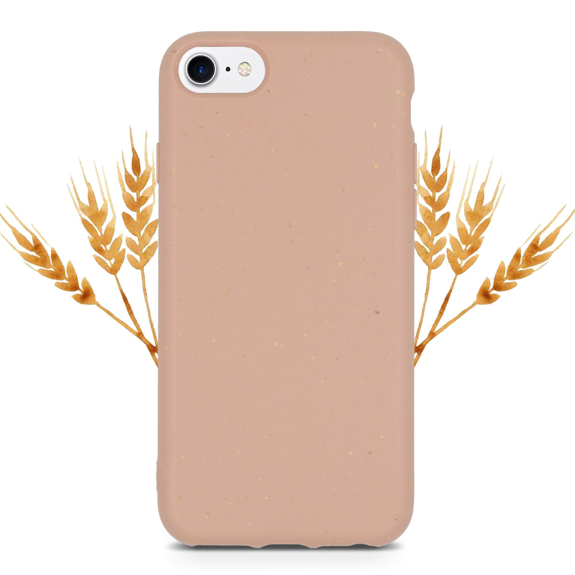 Pastel Pink Biodegradable phone case surrounded by flowers, showcasing its eco-friendly design and modern style.