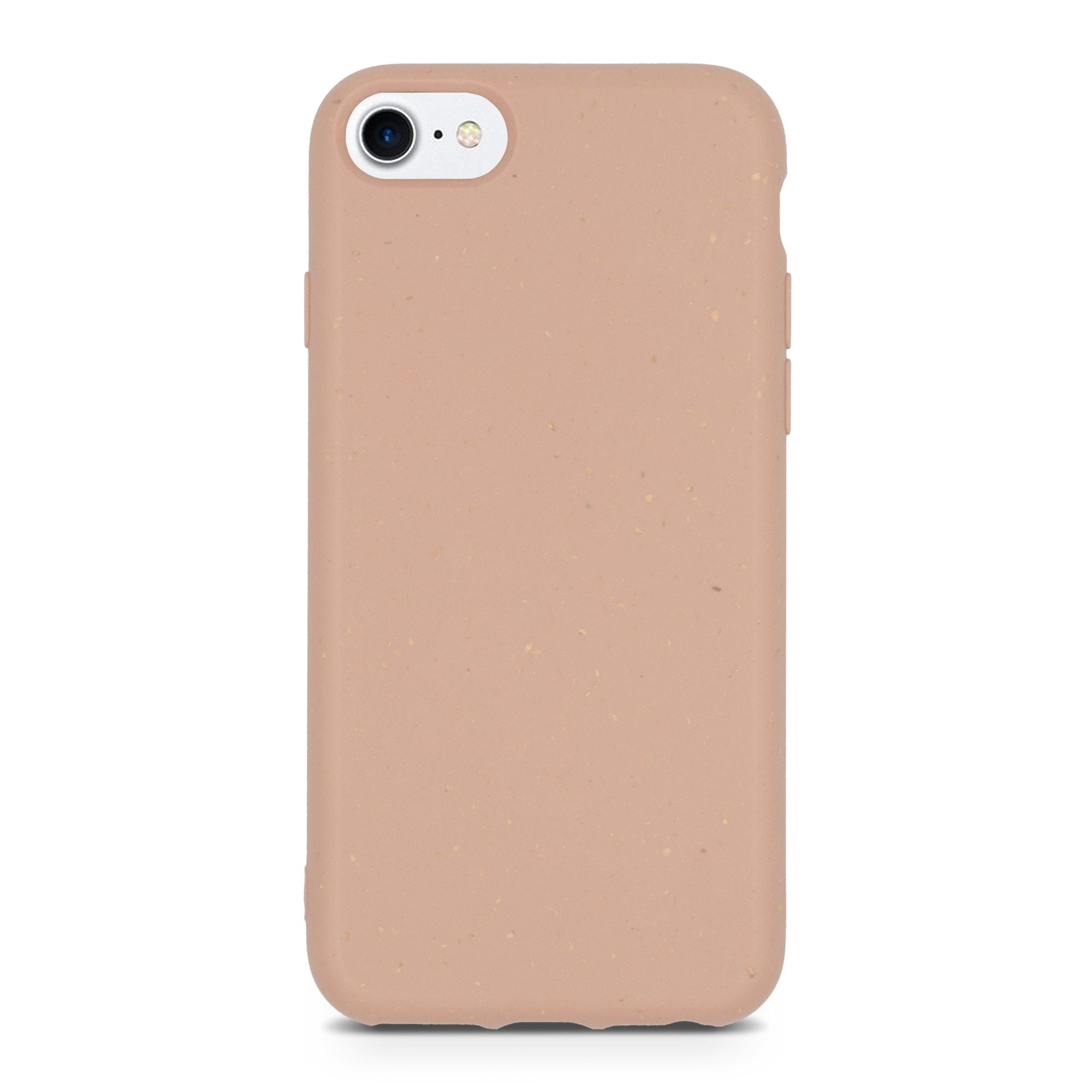 Pastel Pink Biodegradable phone case surrounded by flowers, showcasing its eco-friendly design and modern style.