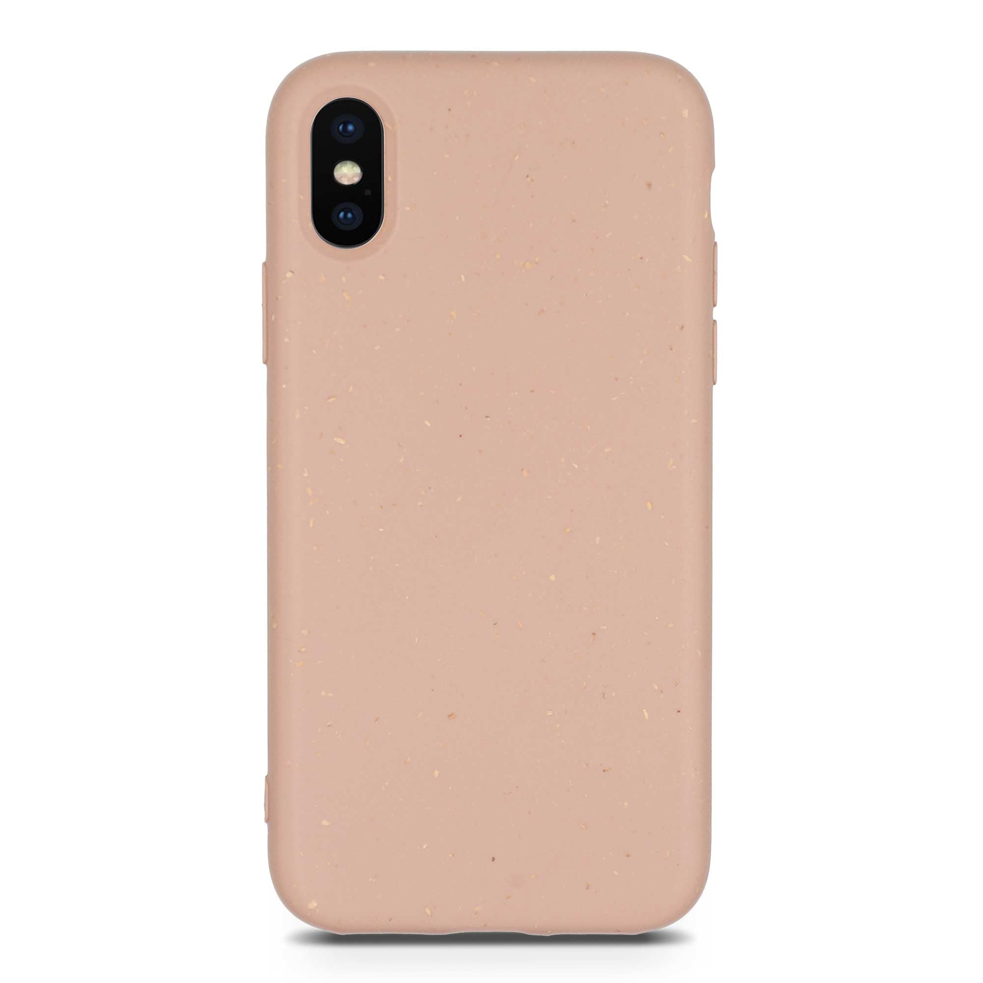 Pastel Pink Biodegradable phone case surrounded by flowers, showcasing its eco-friendly design and modern style.