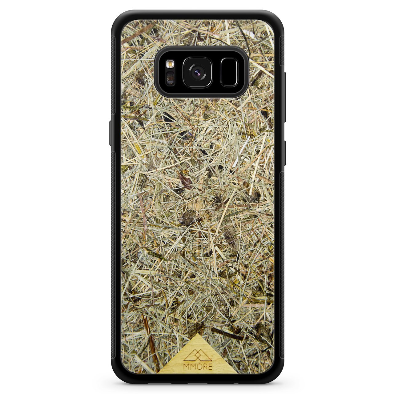 Biodegradable Wood Backing Phone Case in black, showcasing unique wood grain and eco-friendly design.