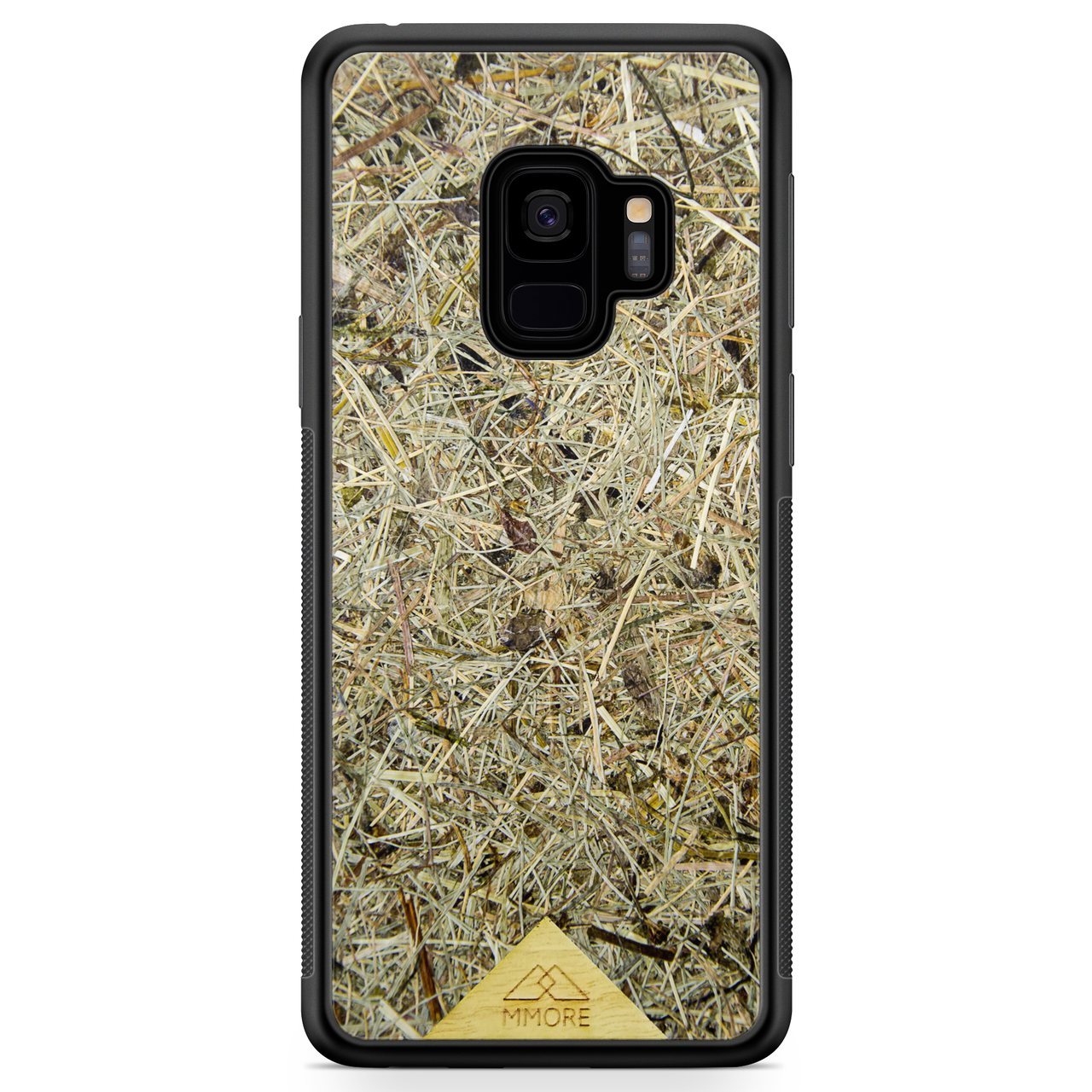 Biodegradable Wood Backing Phone Case in black, showcasing unique wood grain and eco-friendly design.