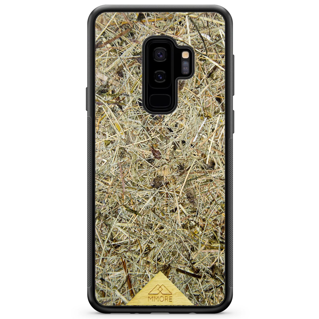 Biodegradable Wood Backing Phone Case in black, showcasing unique wood grain and eco-friendly design.