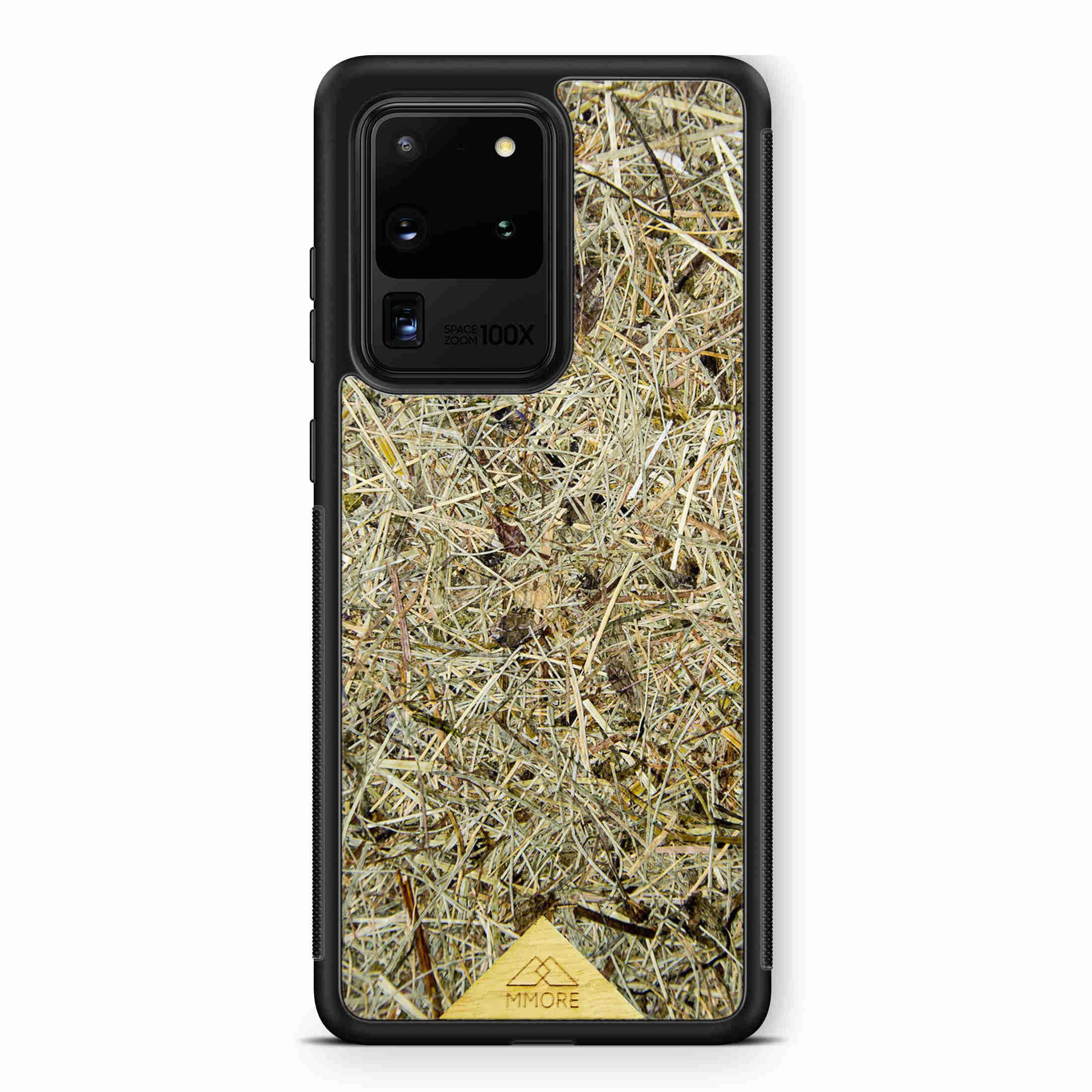 Biodegradable Wood Backing Phone Case in black, showcasing unique wood grain and eco-friendly design.