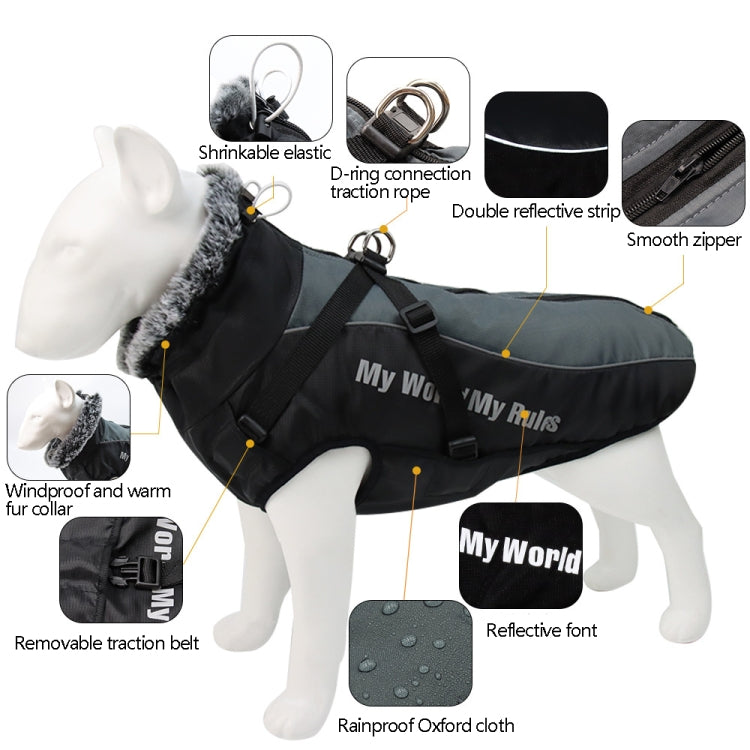 BL-683 Keep Warm Reflective Dog Clothes in dazzling white, featuring a plush collar and adjustable straps for comfort and warmth.