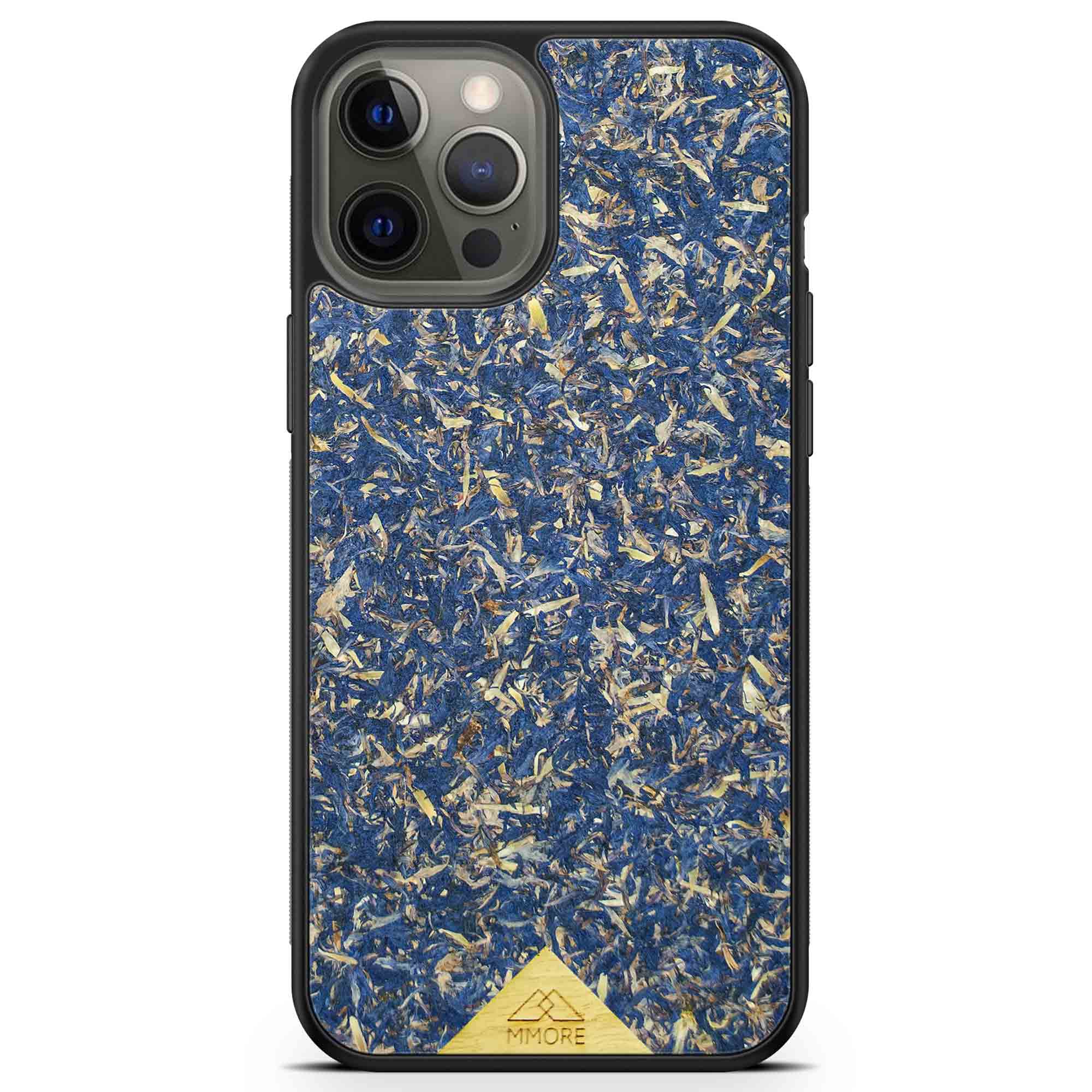 A vibrant Blue Cornflower Phone Case showcasing pressed blue petals, elegantly designed for smartphones.