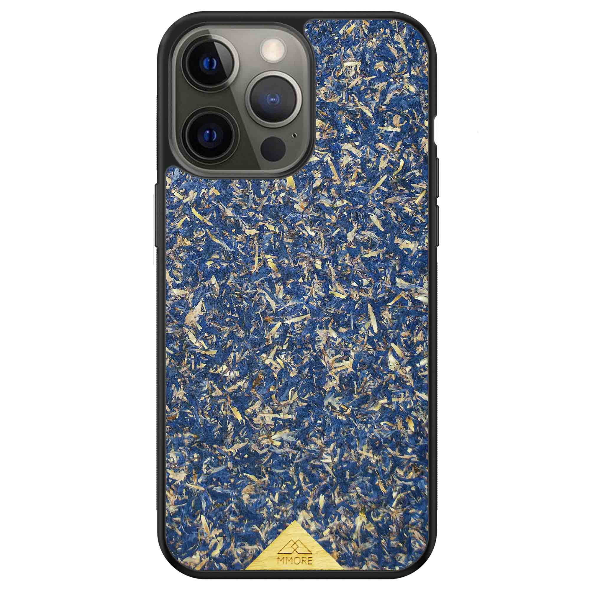 A vibrant Blue Cornflower Phone Case showcasing pressed blue petals, elegantly designed for smartphones.