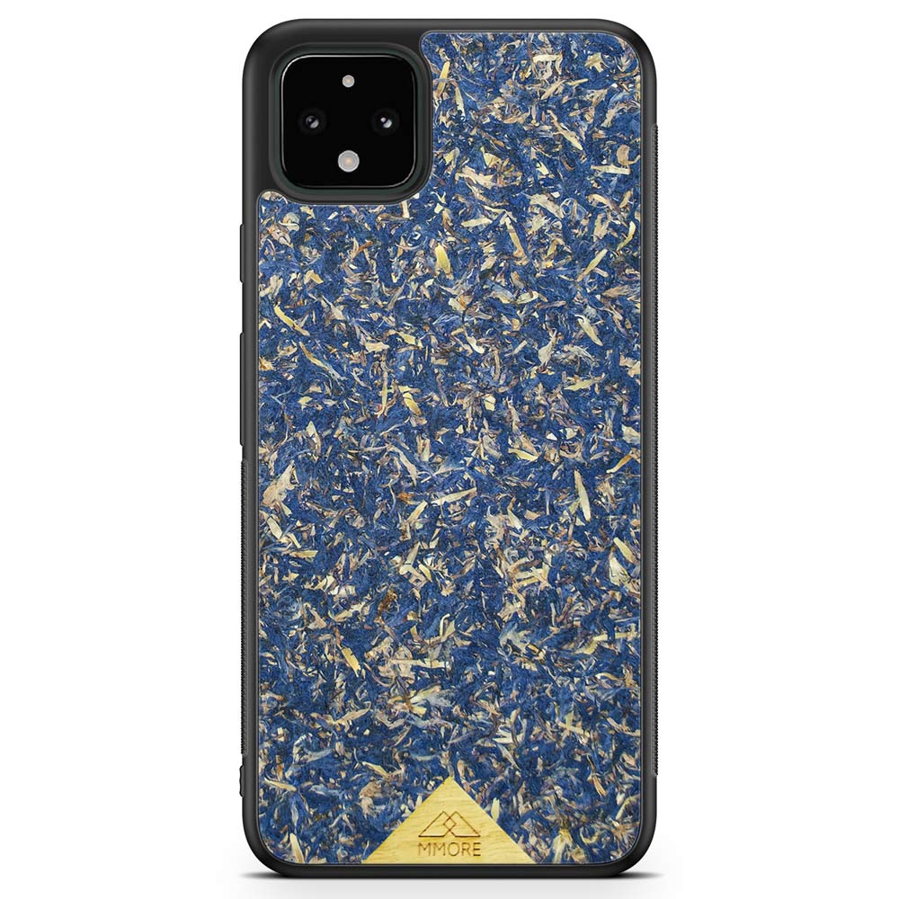 A vibrant Blue Cornflower Phone Case showcasing pressed blue petals, elegantly designed for smartphones.