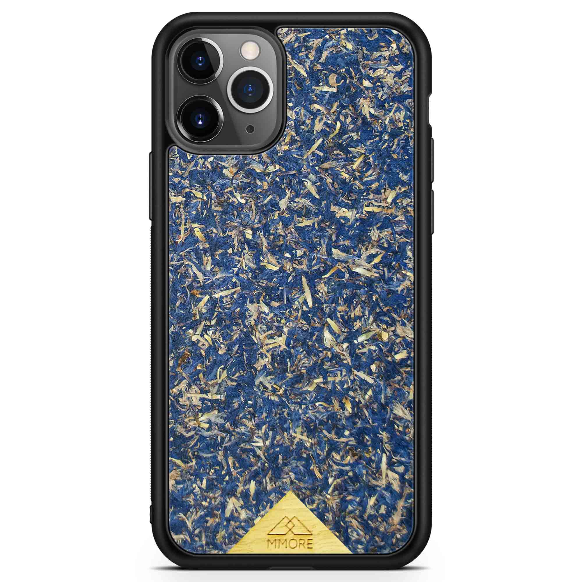 A vibrant Blue Cornflower Phone Case showcasing pressed blue petals, elegantly designed for smartphones.