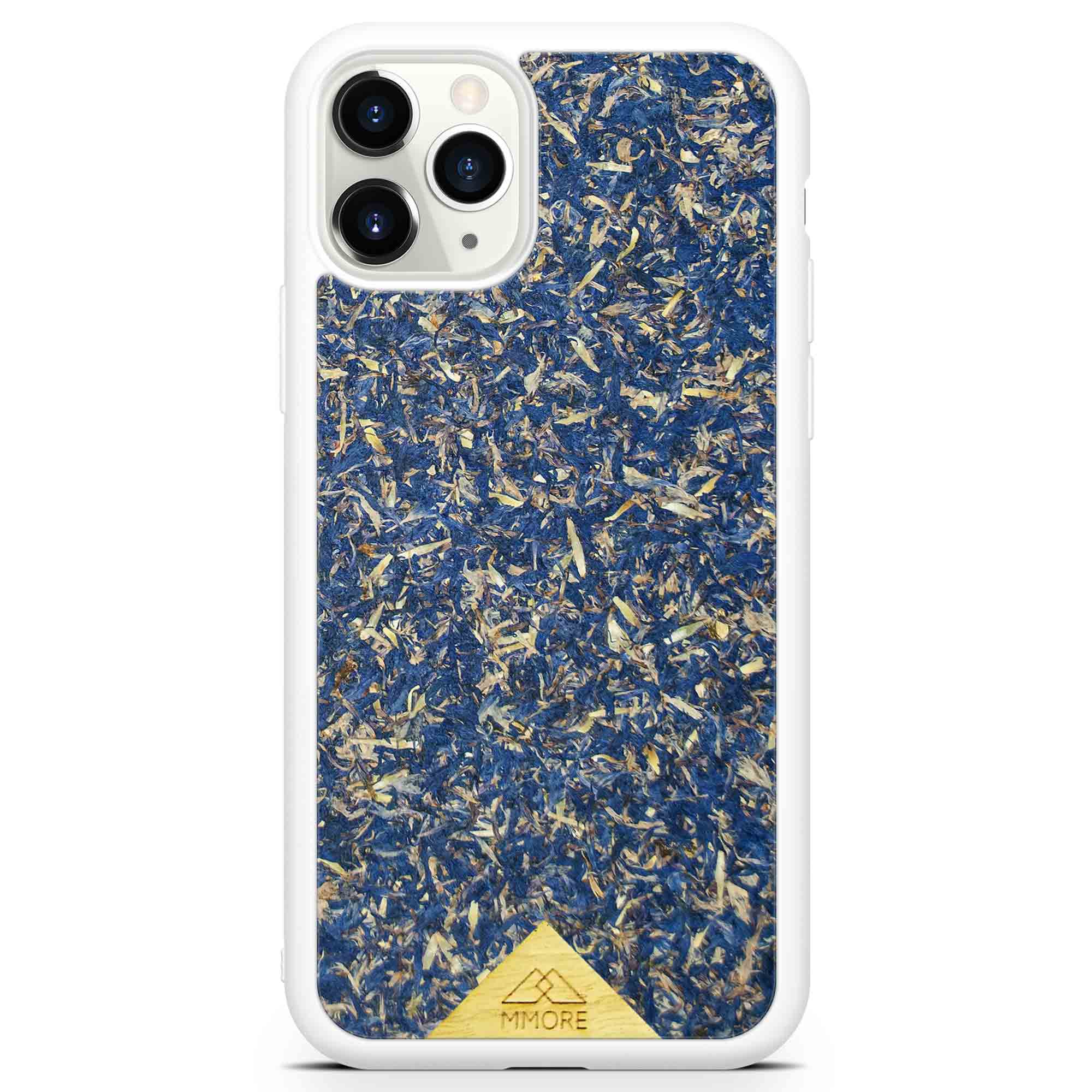 A vibrant Blue Cornflower Phone Case showcasing pressed blue petals, elegantly designed for smartphones.