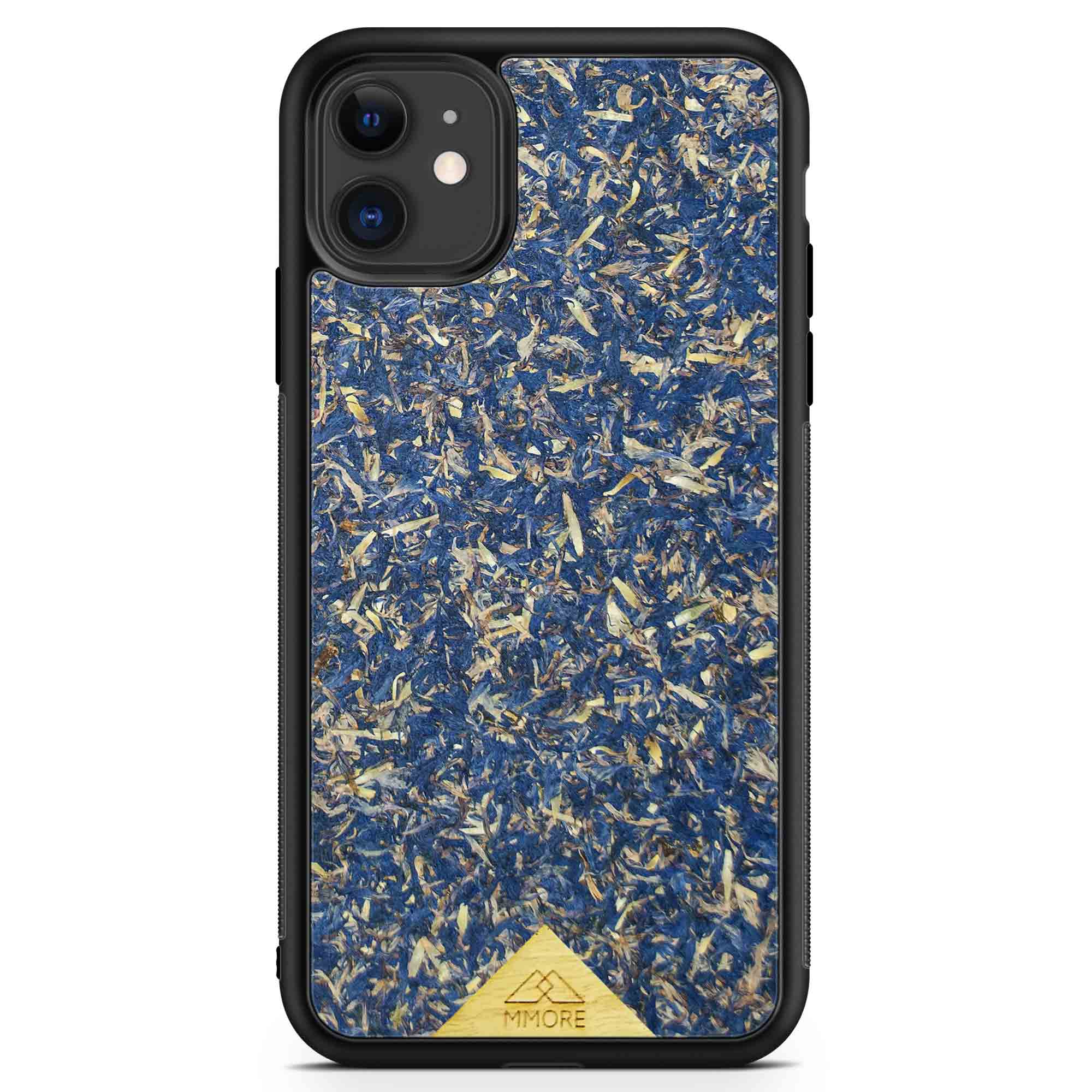 A vibrant Blue Cornflower Phone Case showcasing pressed blue petals, elegantly designed for smartphones.