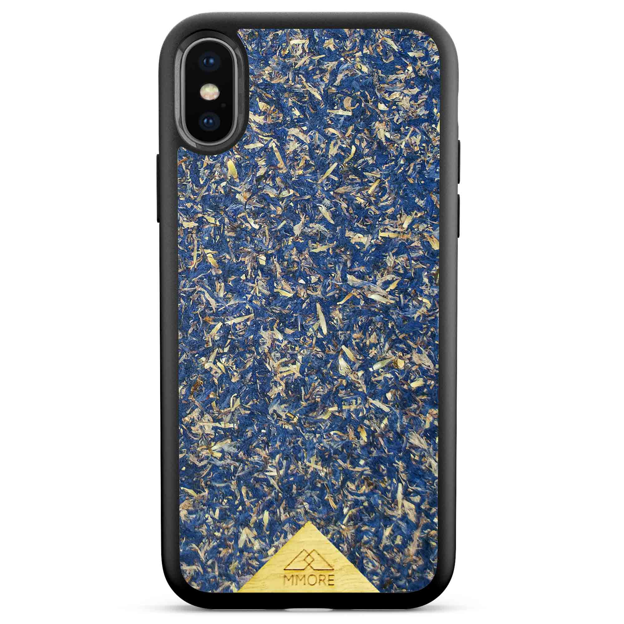 A vibrant Blue Cornflower Phone Case showcasing pressed blue petals, elegantly designed for smartphones.