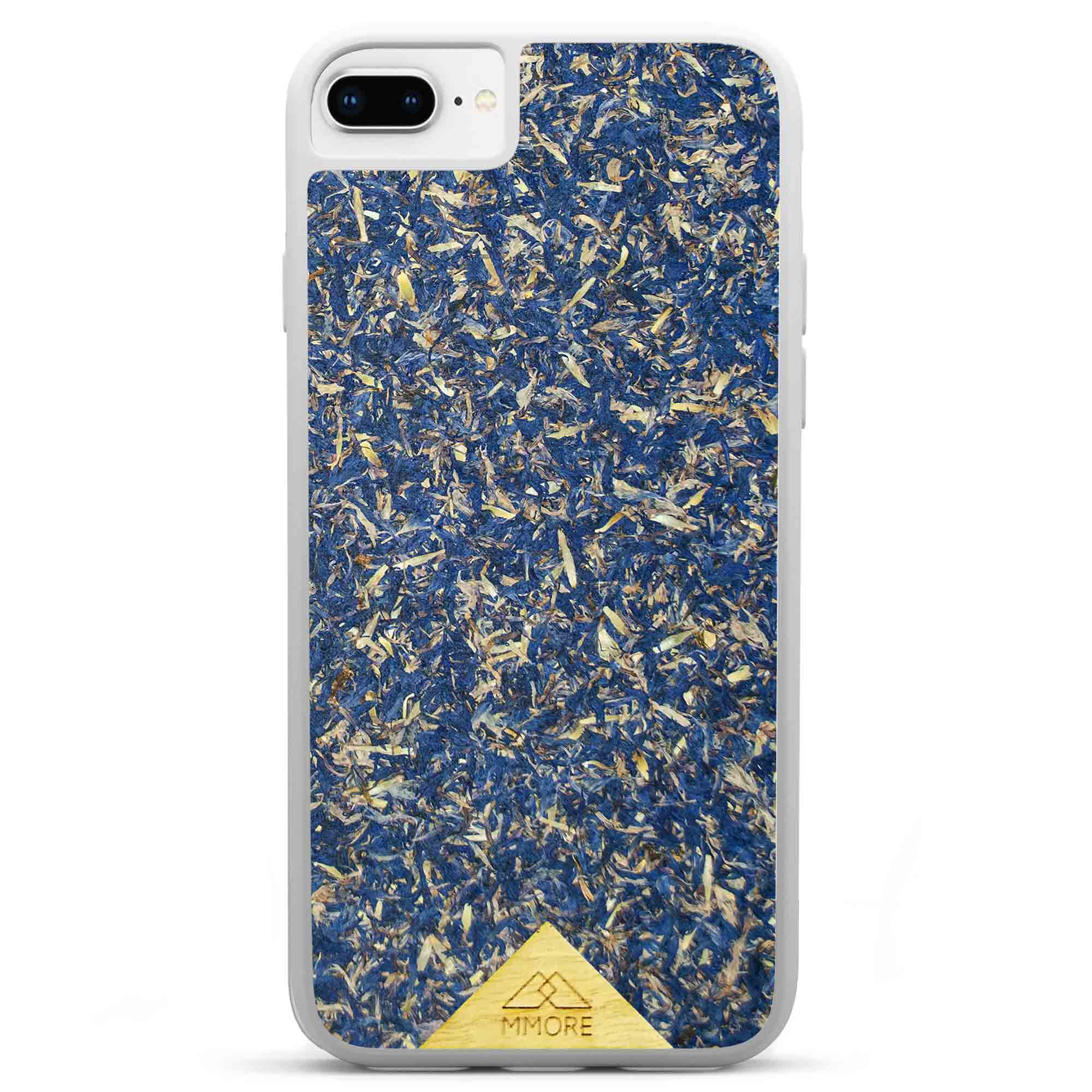 A vibrant Blue Cornflower Phone Case showcasing pressed blue petals, elegantly designed for smartphones.