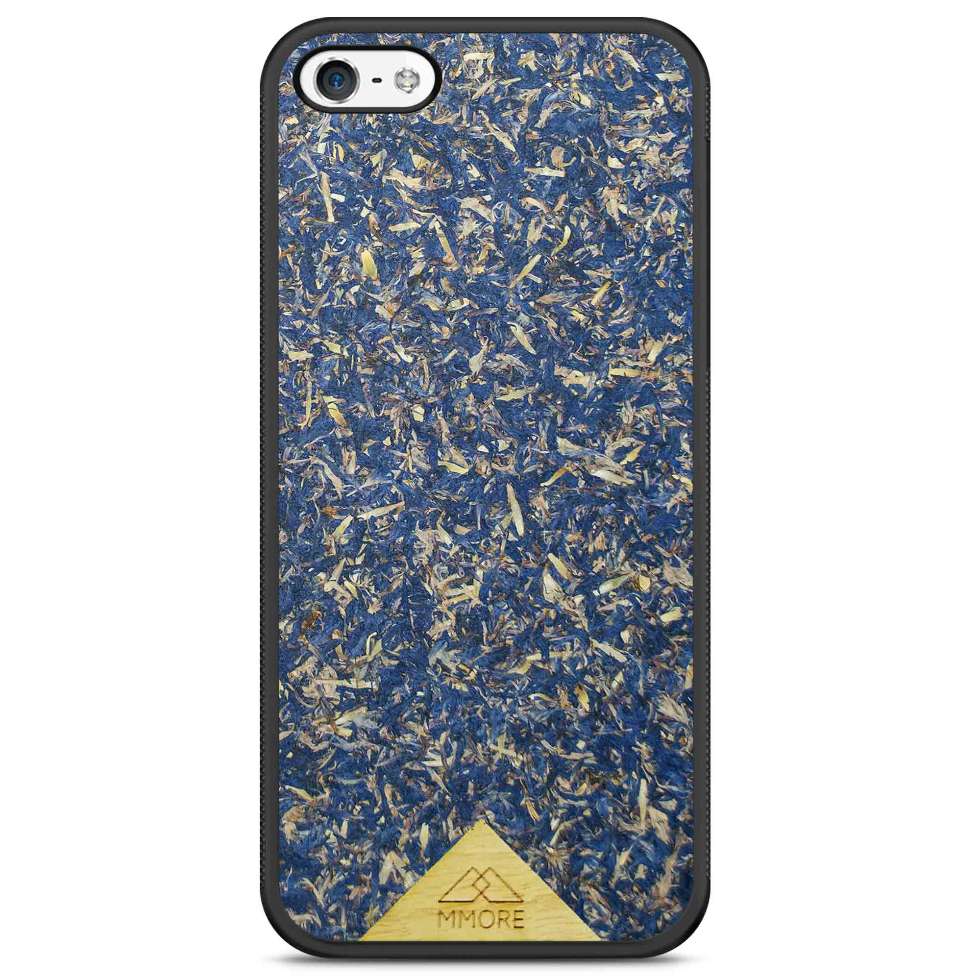 A vibrant Blue Cornflower Phone Case showcasing pressed blue petals, elegantly designed for smartphones.