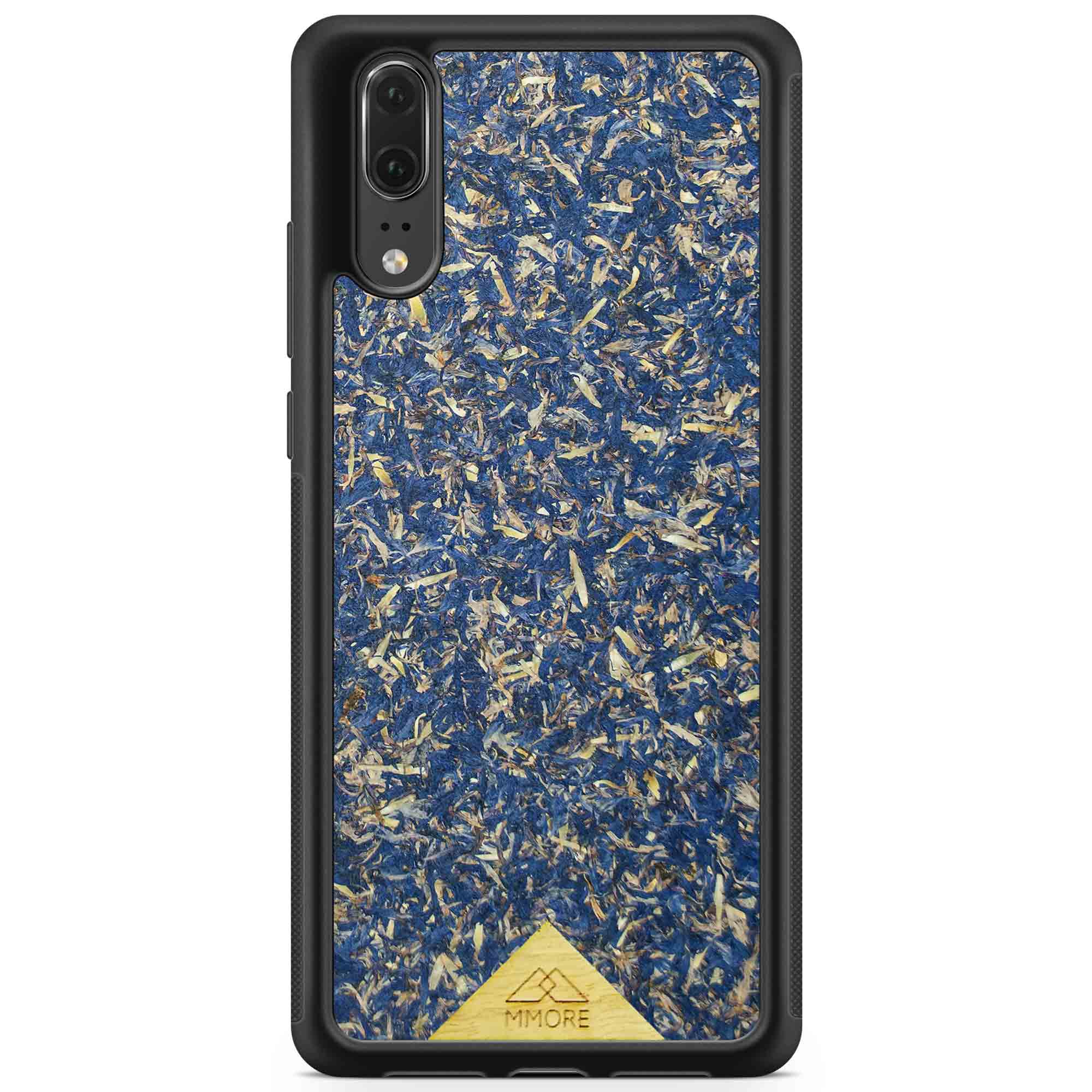 A vibrant Blue Cornflower Phone Case showcasing pressed blue petals, elegantly designed for smartphones.