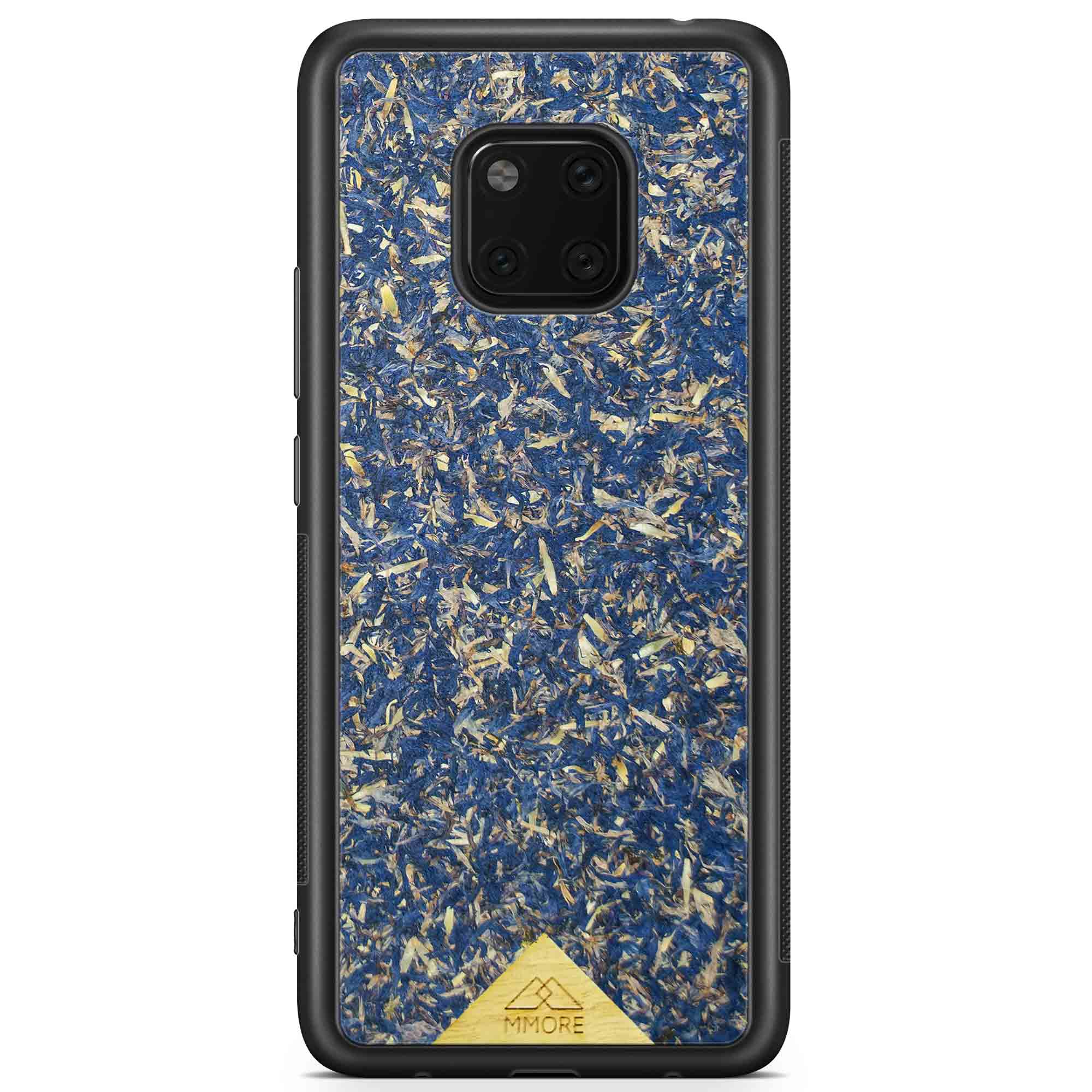 A vibrant Blue Cornflower Phone Case showcasing pressed blue petals, elegantly designed for smartphones.