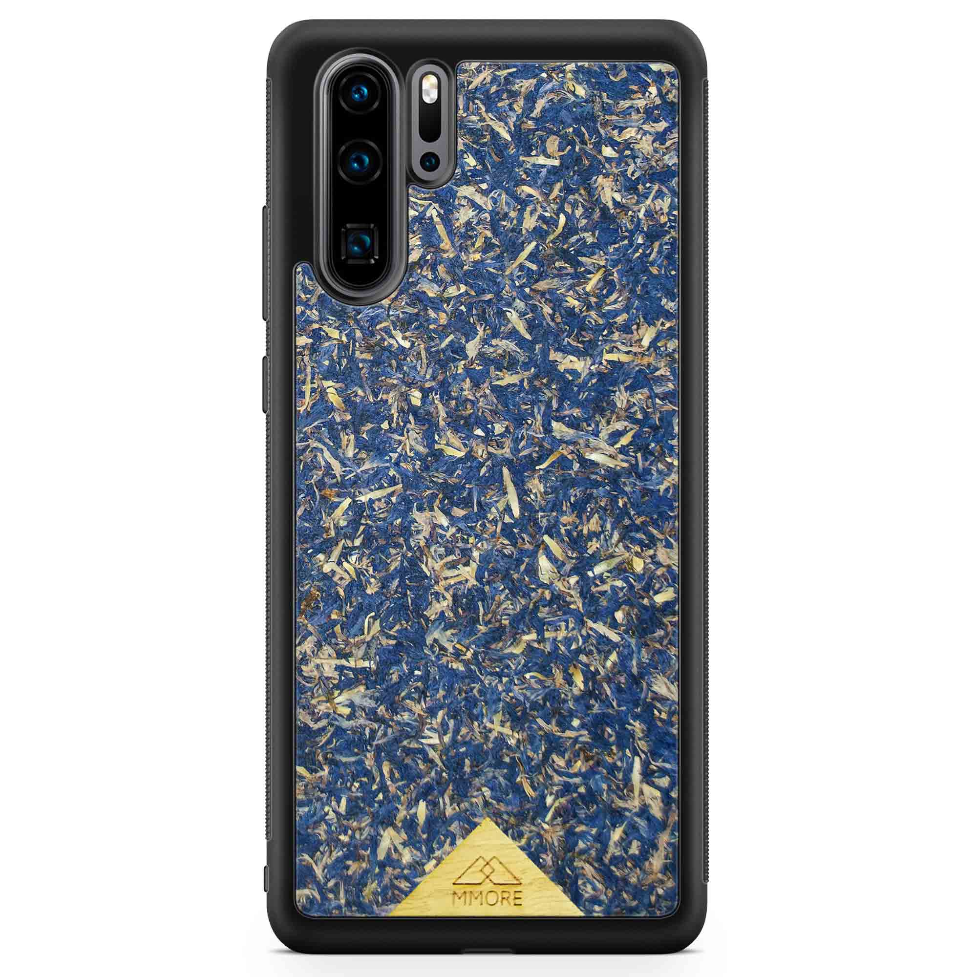 A vibrant Blue Cornflower Phone Case showcasing pressed blue petals, elegantly designed for smartphones.