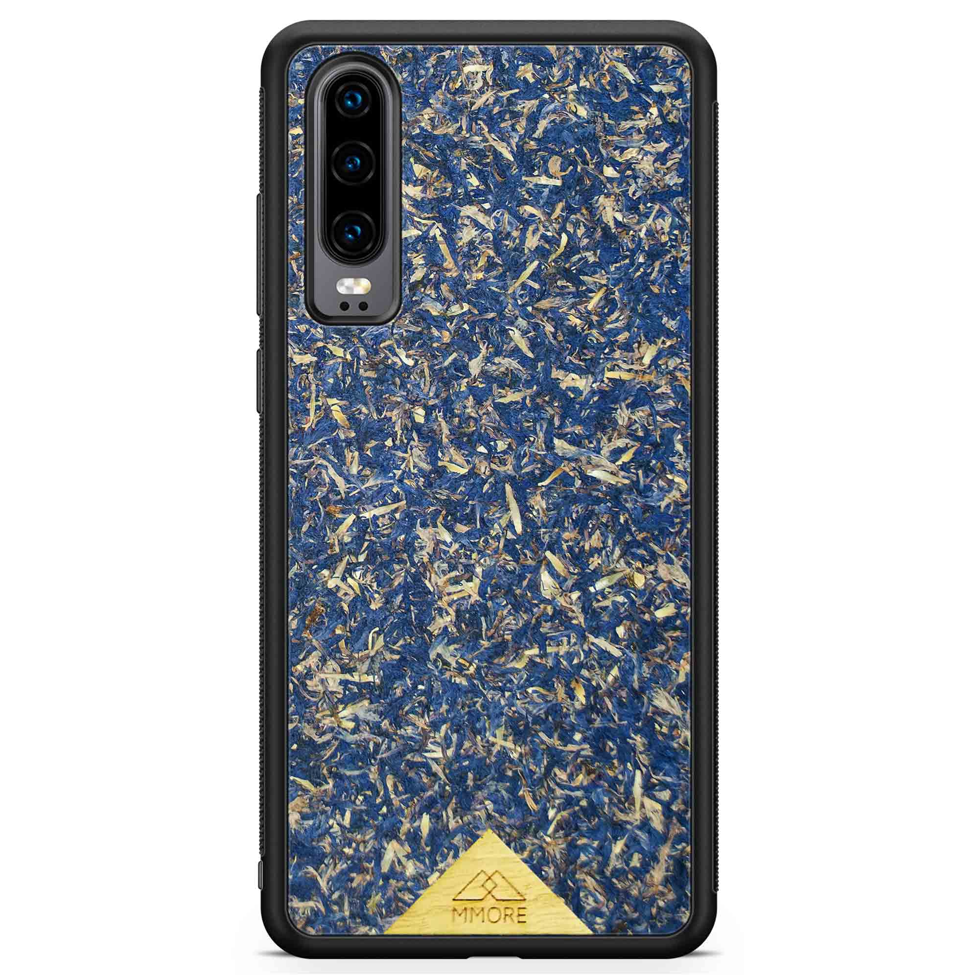 A vibrant Blue Cornflower Phone Case showcasing pressed blue petals, elegantly designed for smartphones.