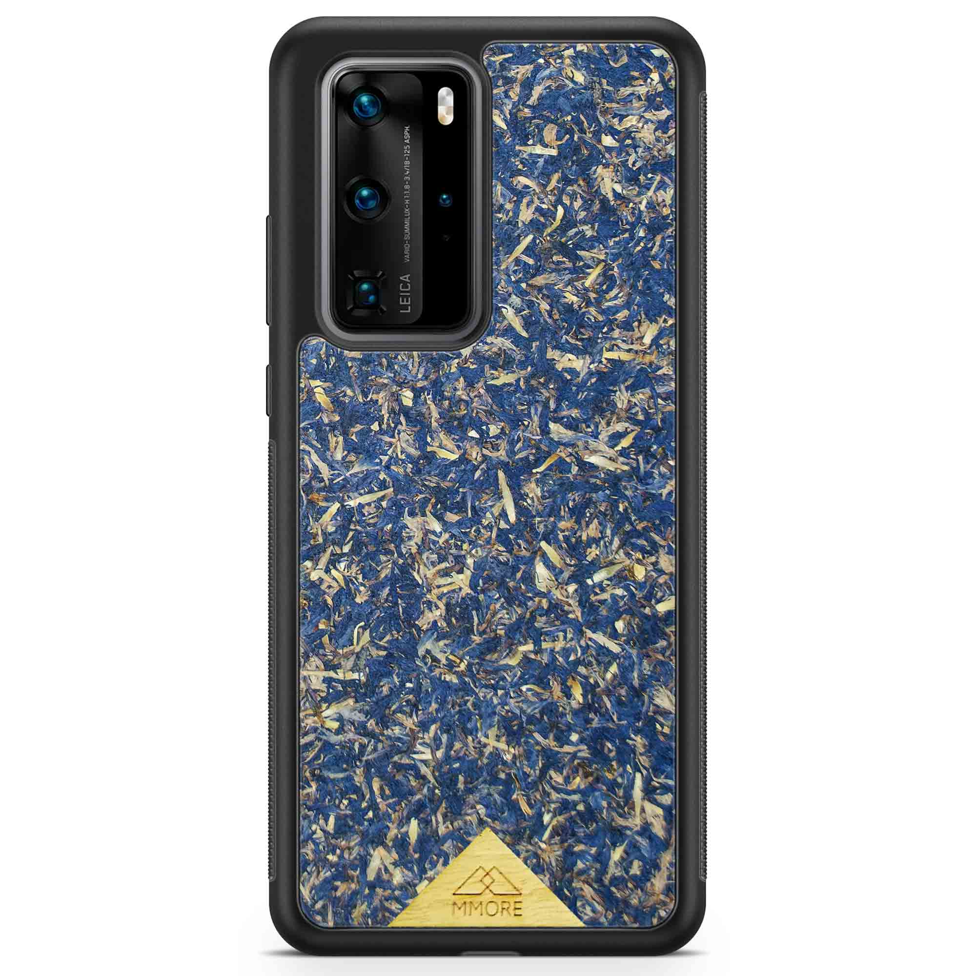 A vibrant Blue Cornflower Phone Case showcasing pressed blue petals, elegantly designed for smartphones.