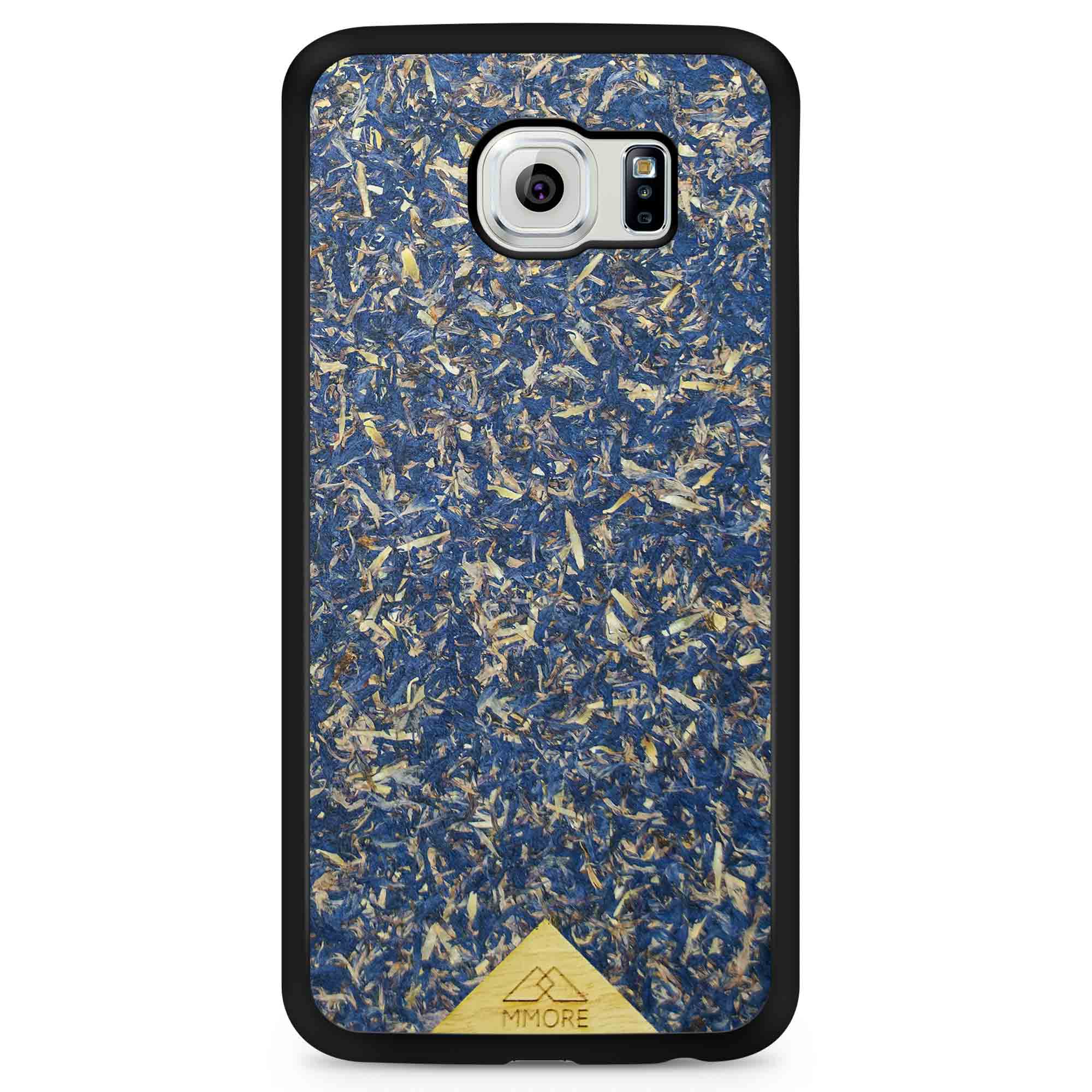 A vibrant Blue Cornflower Phone Case showcasing pressed blue petals, elegantly designed for smartphones.