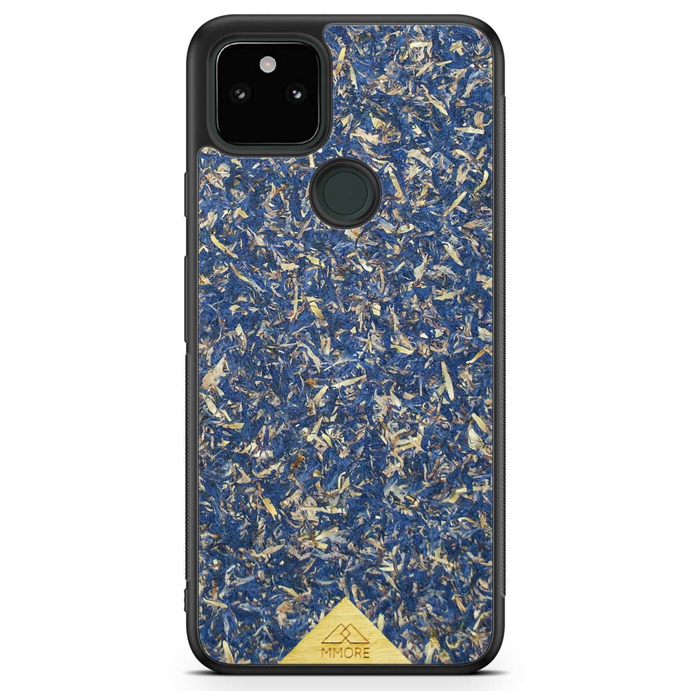 A vibrant Blue Cornflower Phone Case showcasing pressed blue petals, elegantly designed for smartphones.