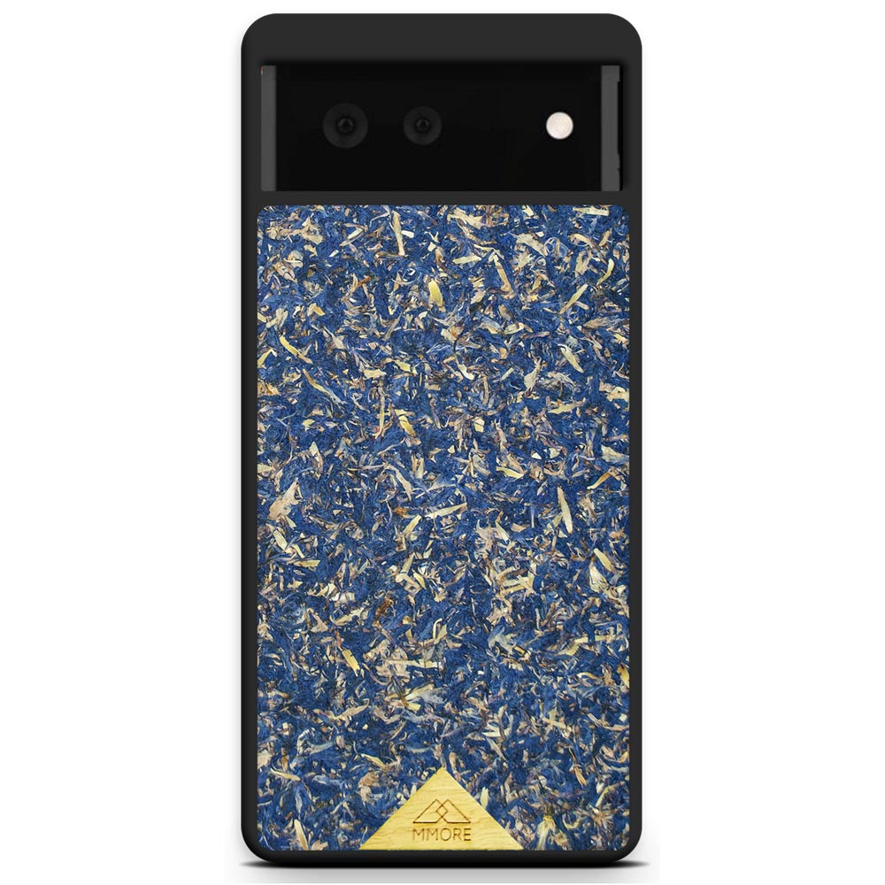 A vibrant Blue Cornflower Phone Case showcasing pressed blue petals, elegantly designed for smartphones.