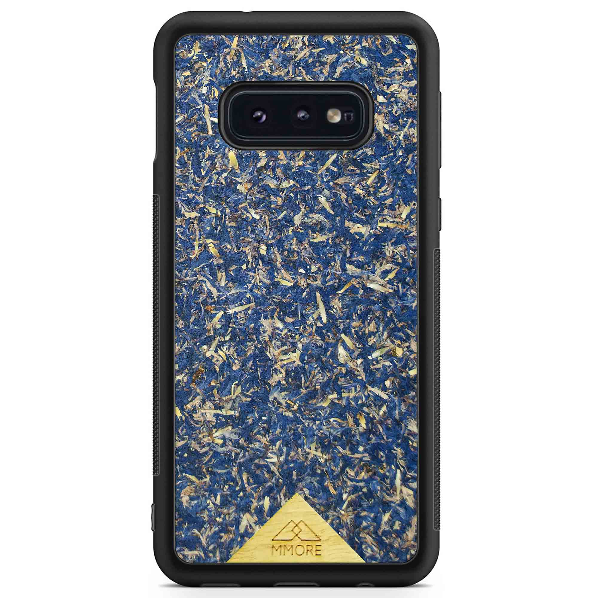 A vibrant Blue Cornflower Phone Case showcasing pressed blue petals, elegantly designed for smartphones.