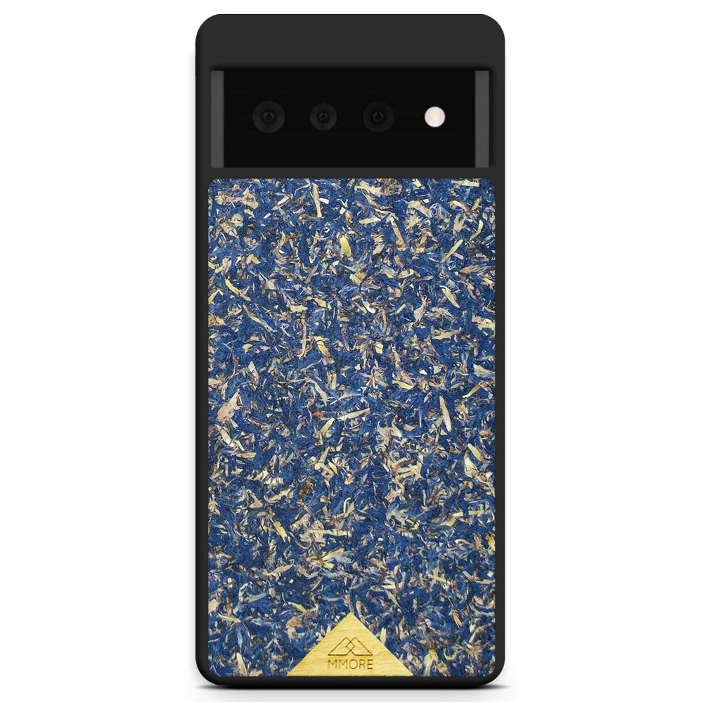 A vibrant Blue Cornflower Phone Case showcasing pressed blue petals, elegantly designed for smartphones.