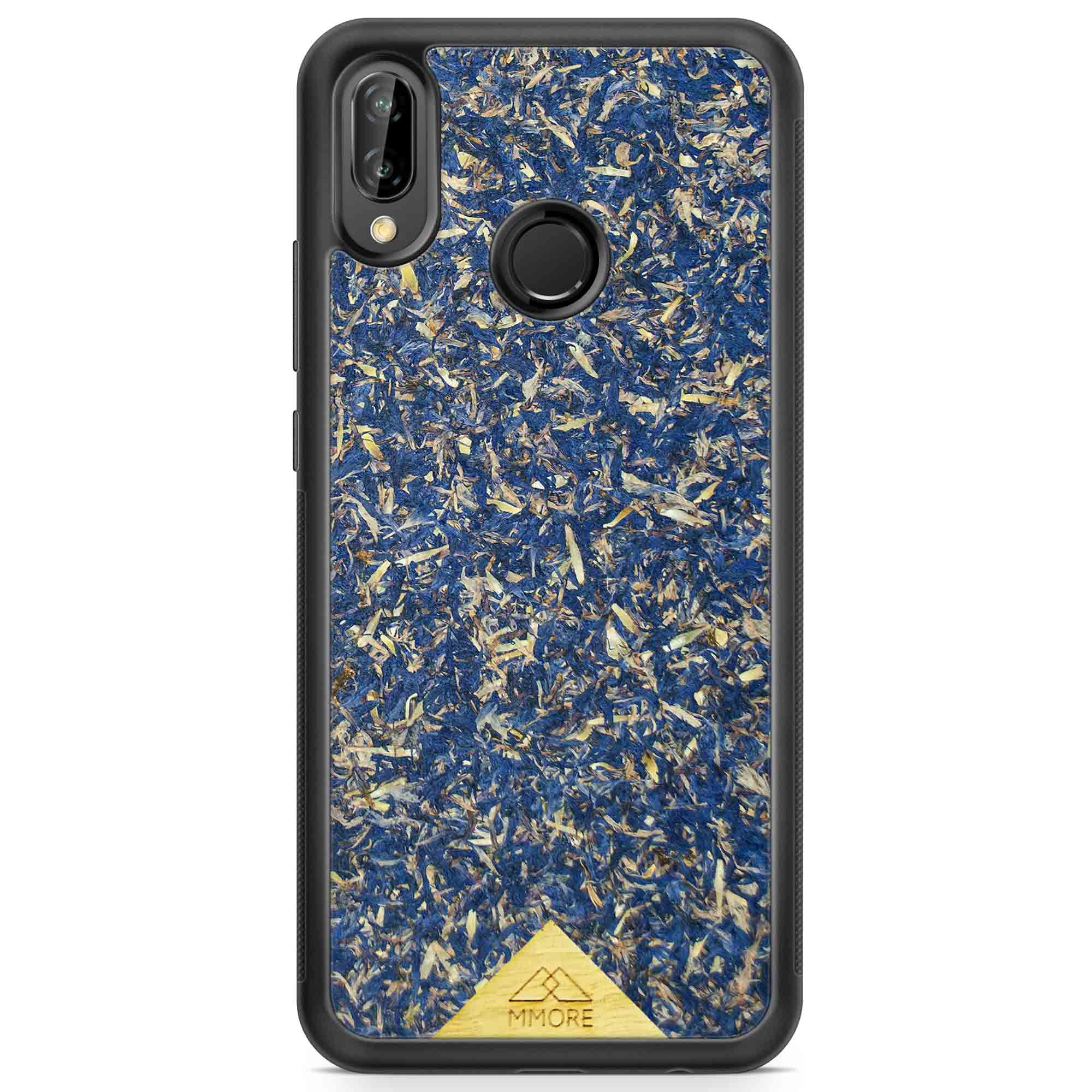 A vibrant Blue Cornflower Phone Case showcasing pressed blue petals, elegantly designed for smartphones.