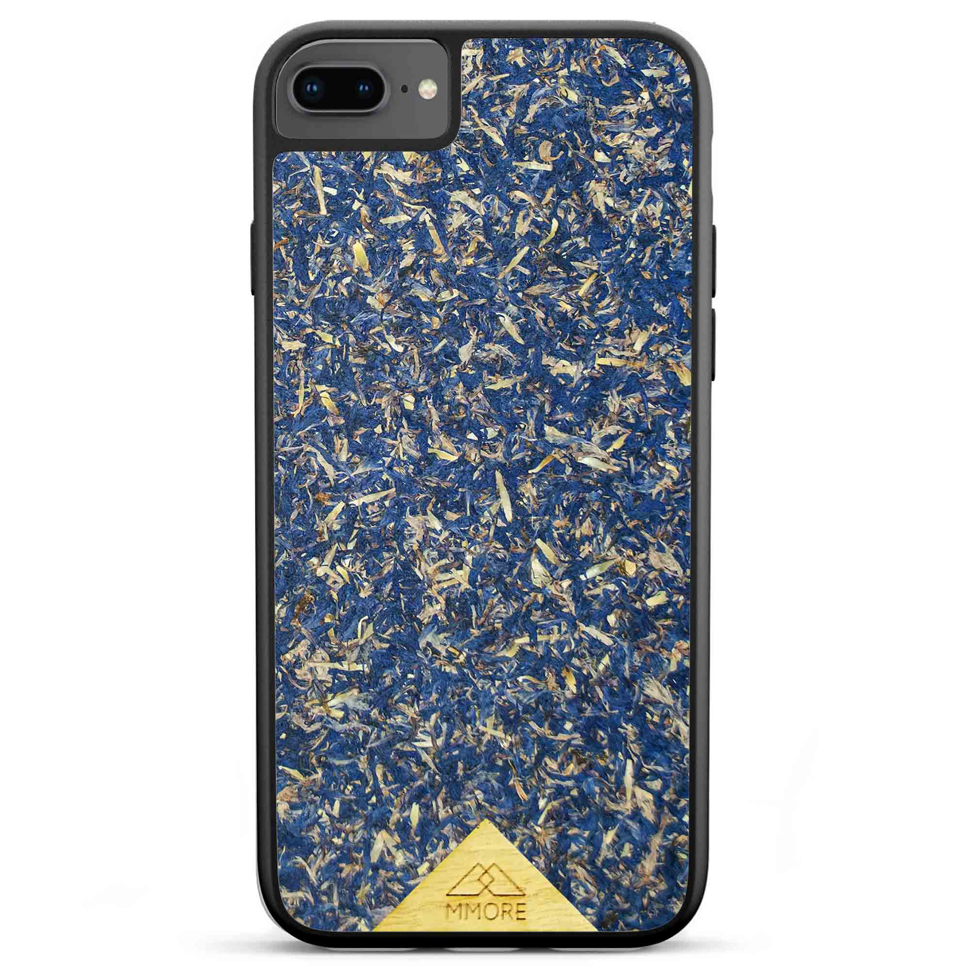 A vibrant Blue Cornflower Phone Case showcasing pressed blue petals, elegantly designed for smartphones.