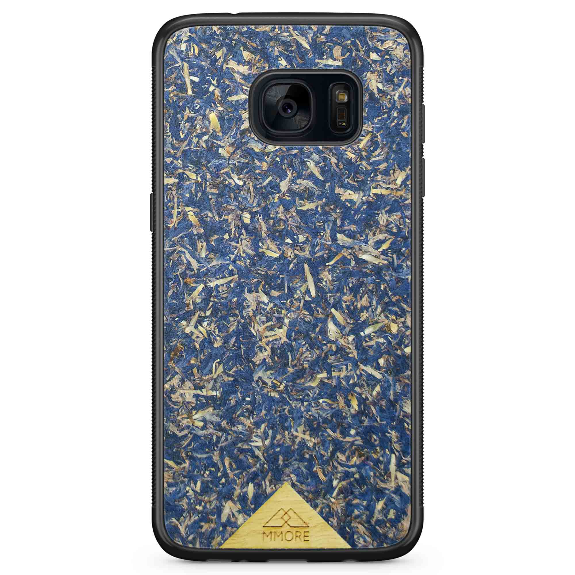 A vibrant Blue Cornflower Phone Case showcasing pressed blue petals, elegantly designed for smartphones.