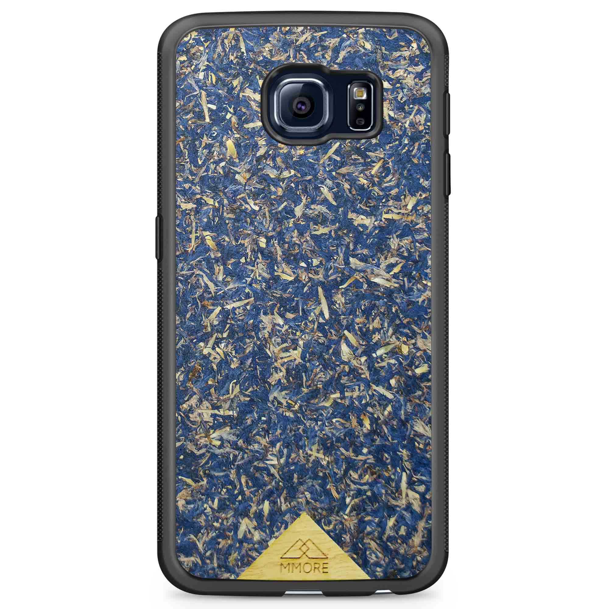 A vibrant Blue Cornflower Phone Case showcasing pressed blue petals, elegantly designed for smartphones.